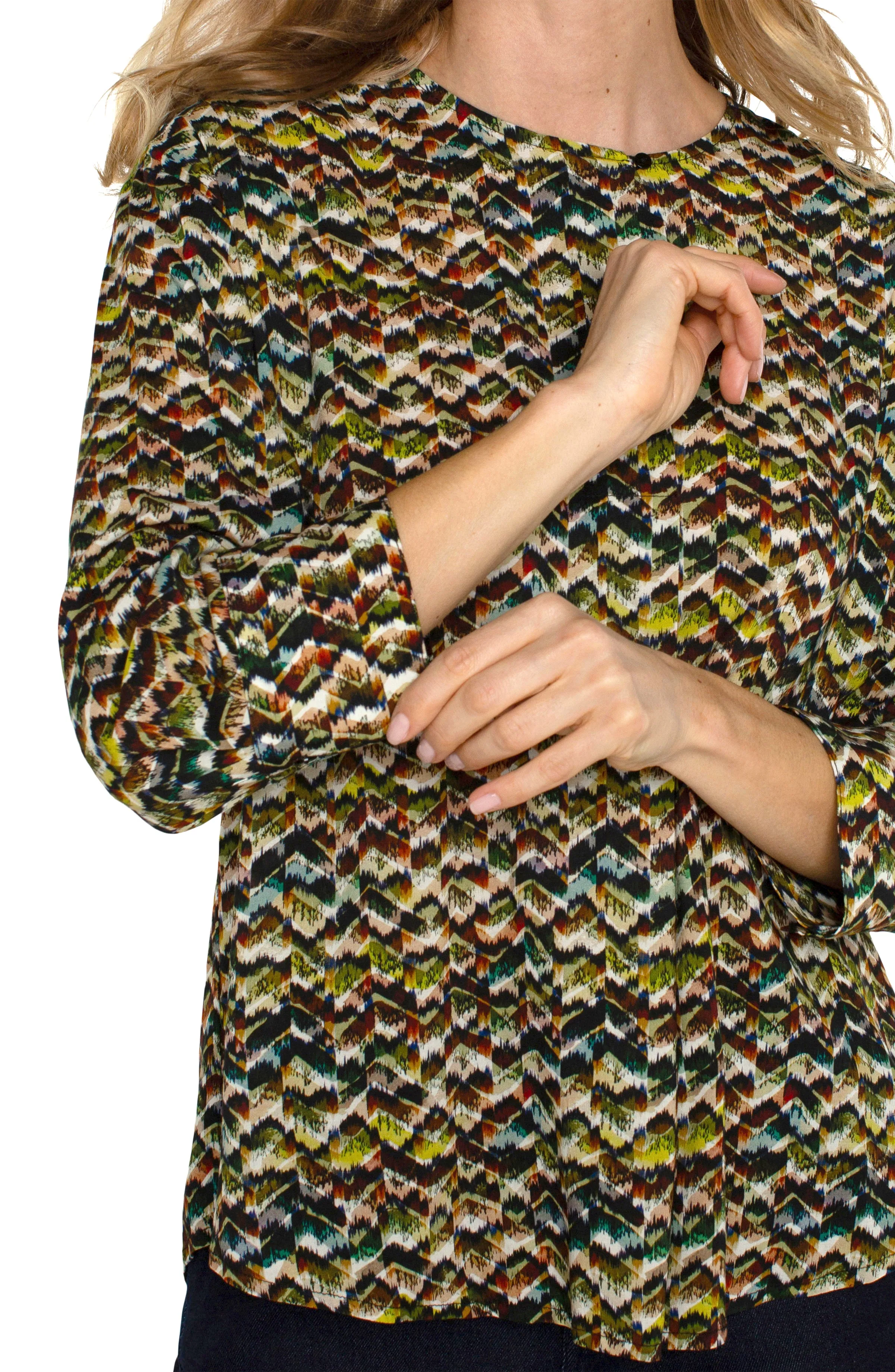 3/4 SLEEVE POPOVER WOVEN BLOUSE sold by Liverpool Jeans Company product image thumbnail 4