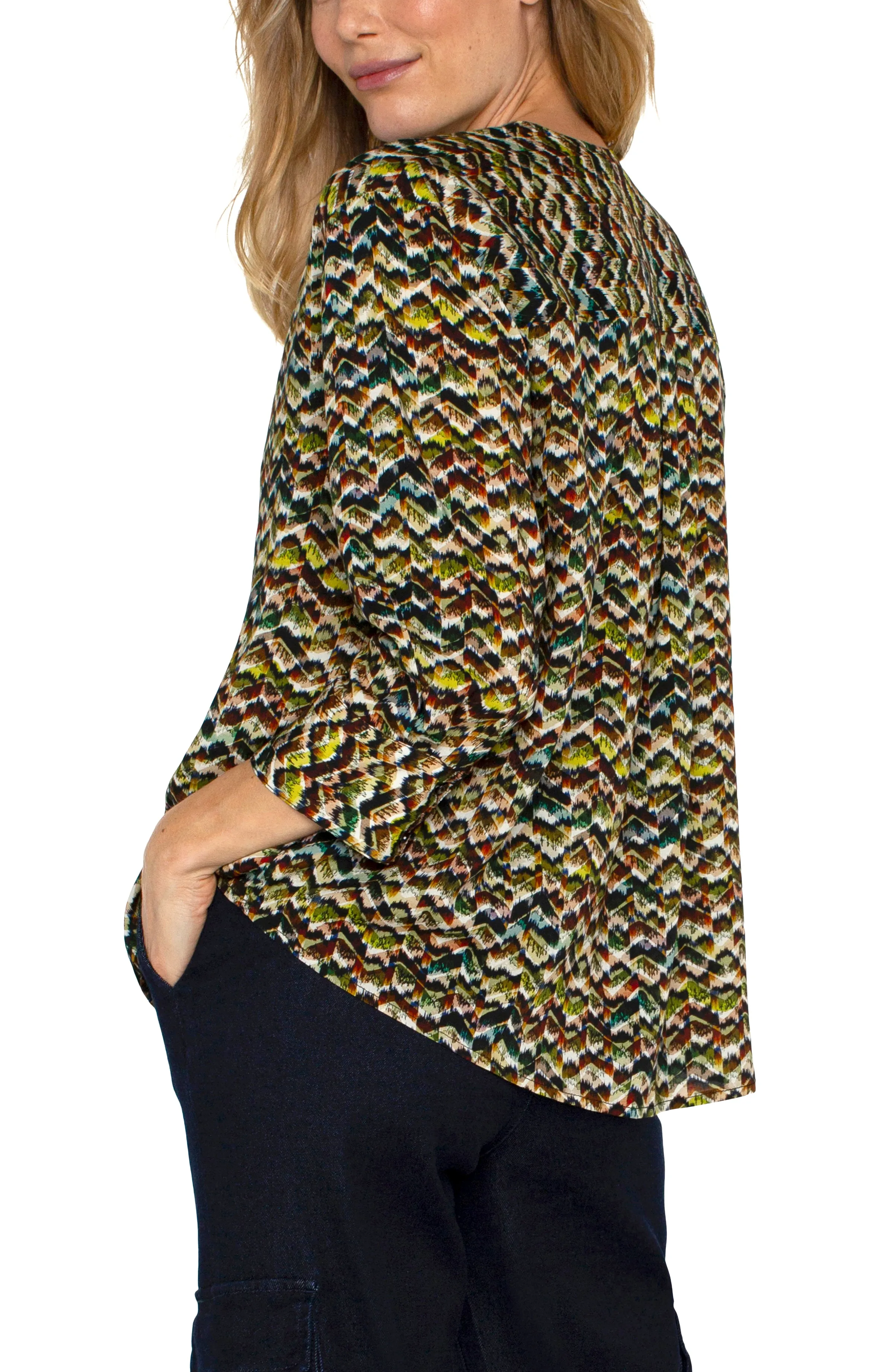 3/4 SLEEVE POPOVER WOVEN BLOUSE sold by Liverpool Jeans Company product image thumbnail 2