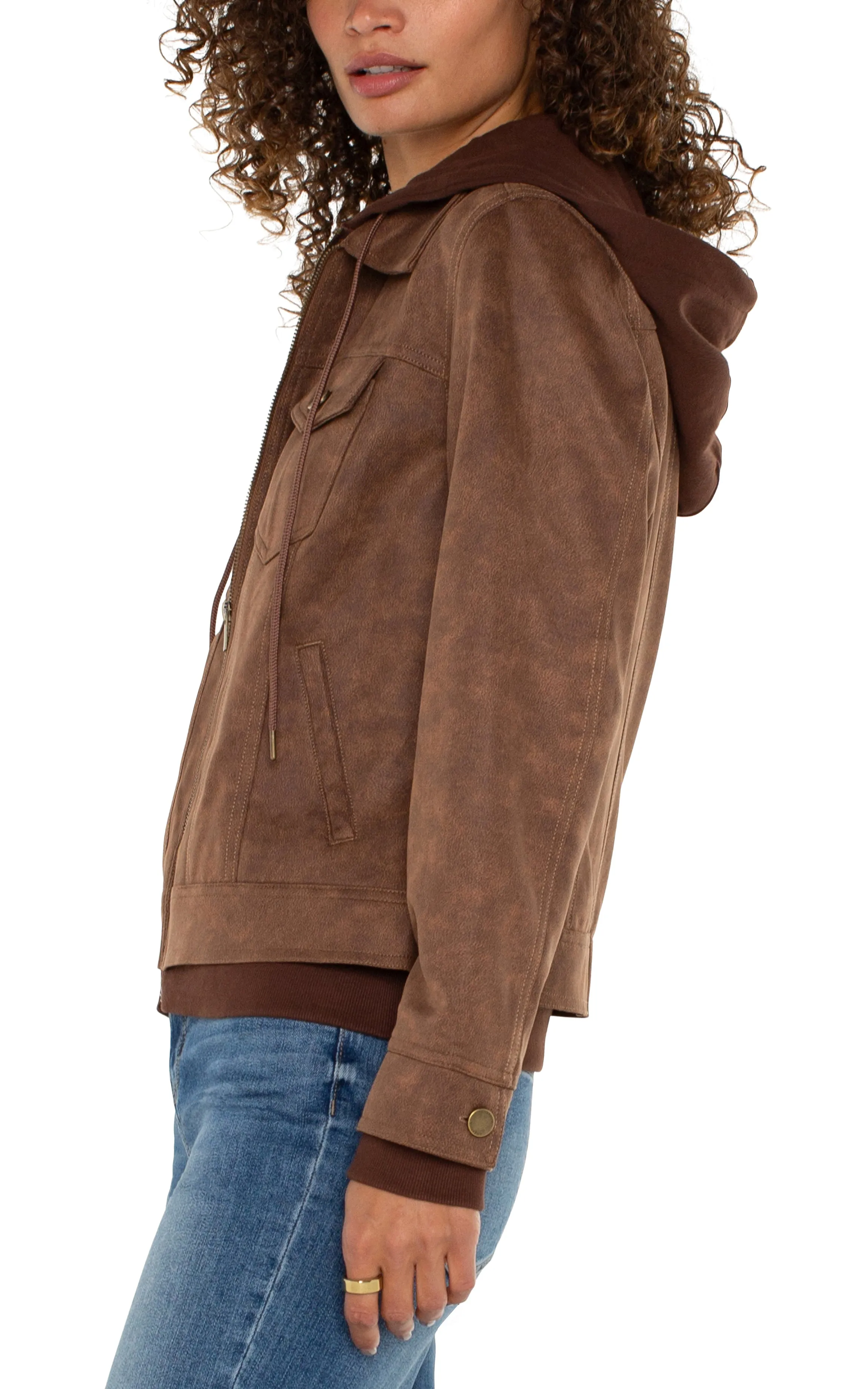 ZIP UP TRUCKER JACKET WITH REMOVABLE HOOD sold by Liverpool Jeans Company product image thumbnail 5