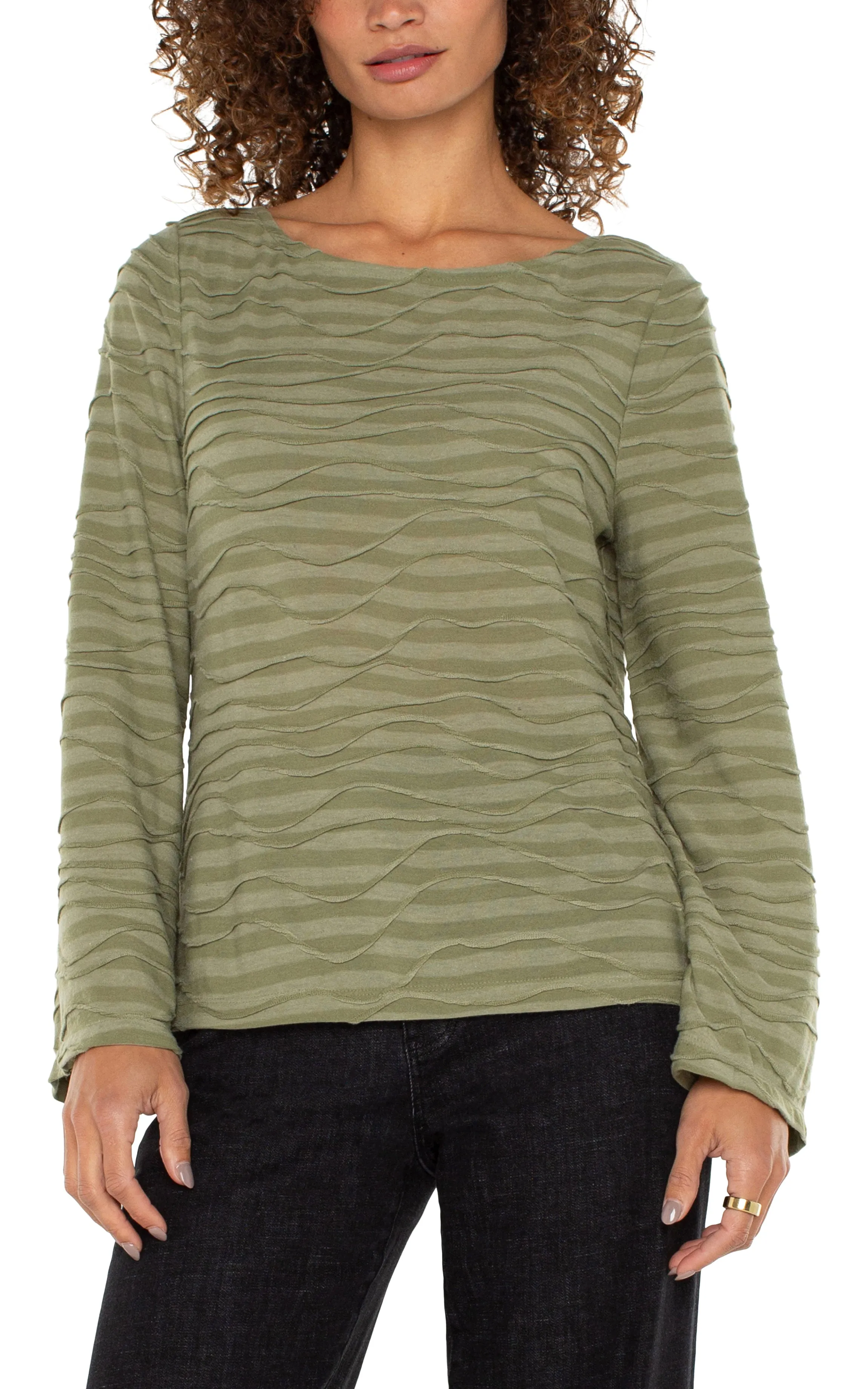 FLARED SLEEVE BOAT NECK KNIT TOP sold by Liverpool Jeans Company product image thumbnail 4