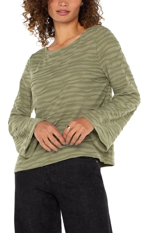 FLARED SLEEVE BOAT NECK KNIT TOP sold by Liverpool Jeans Company