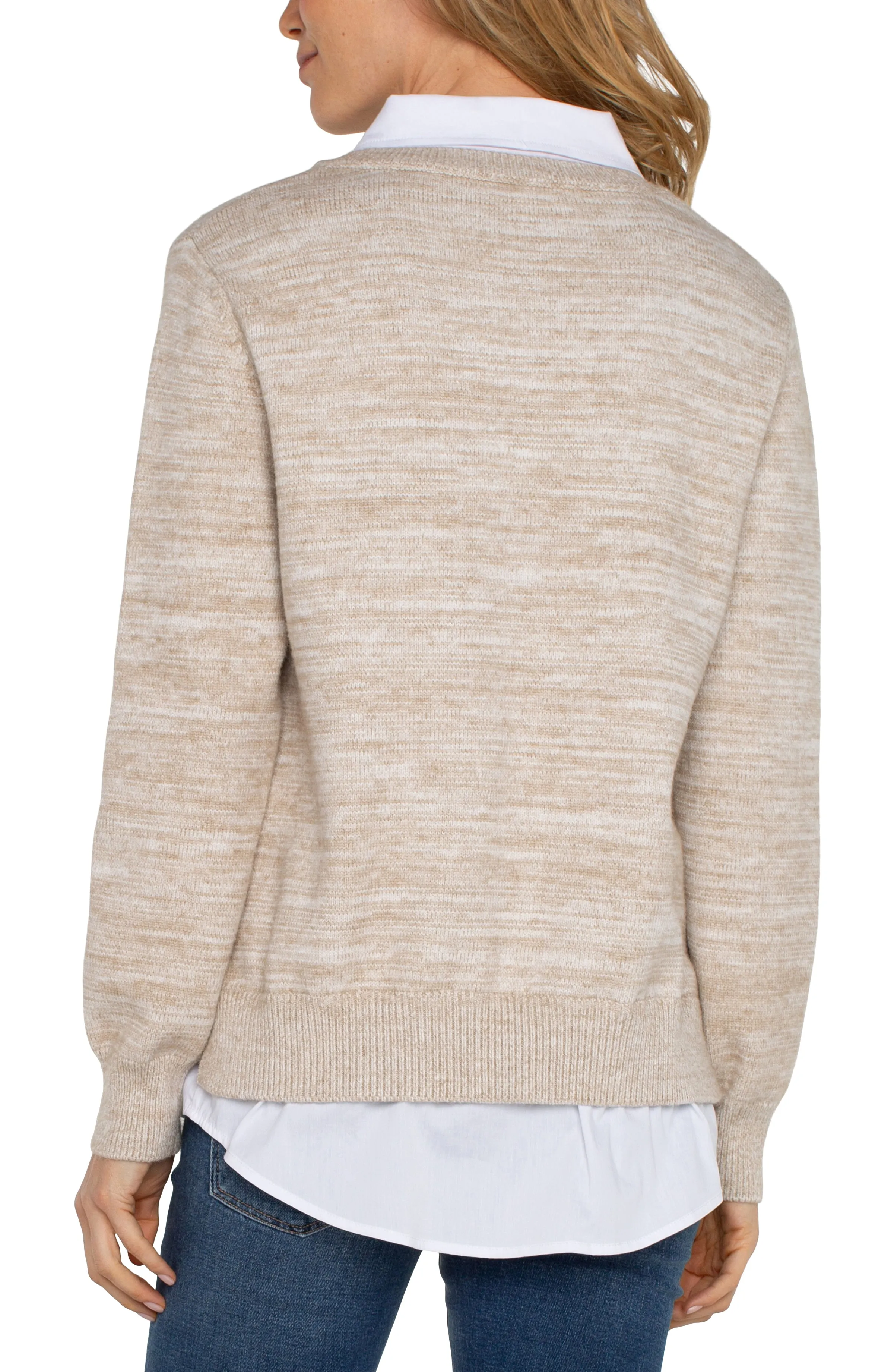 LONG SLEEVE TWOFER COLLARED SWEATER sold by Liverpool Jeans Company product image thumbnail 2