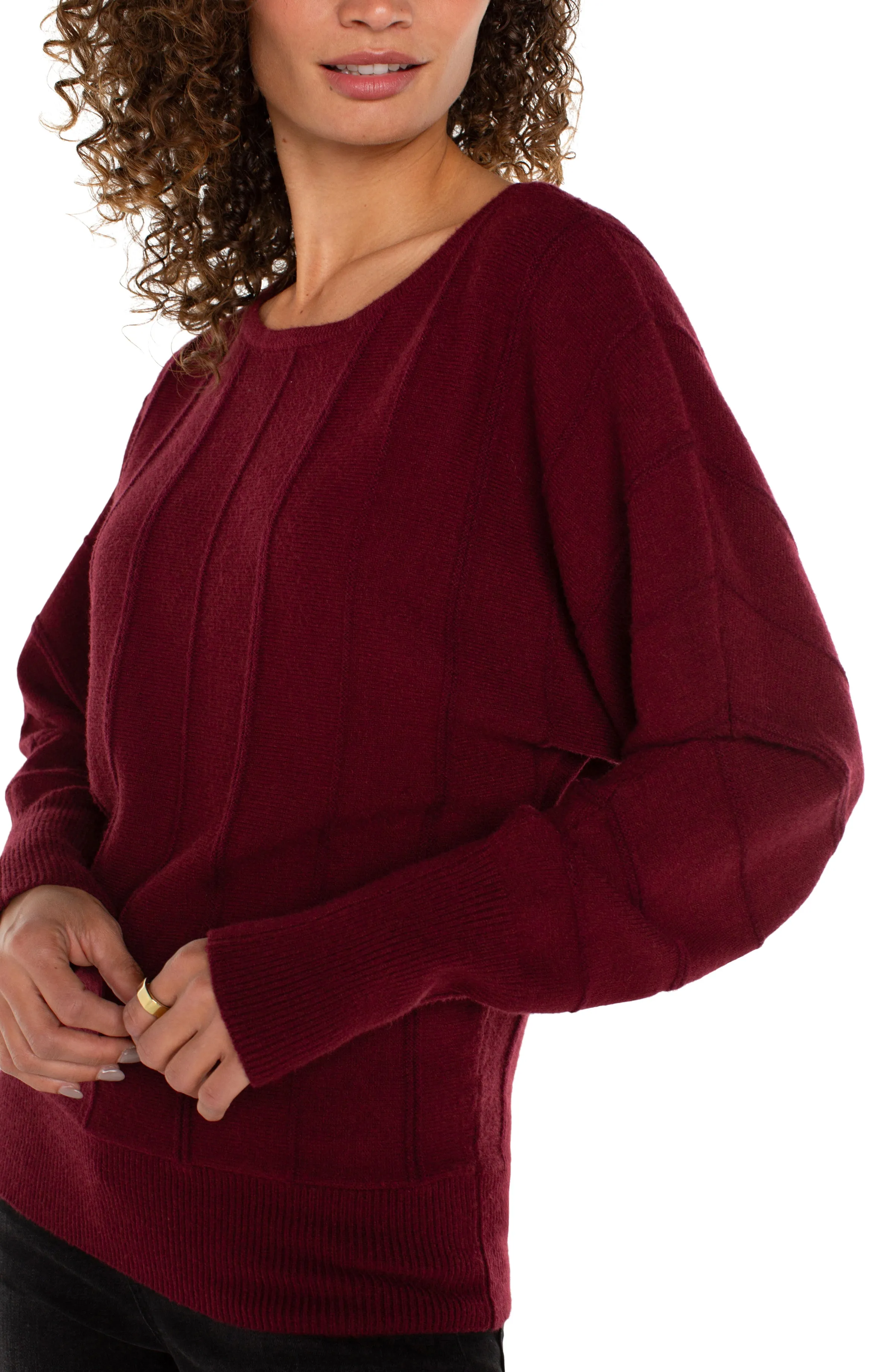 LONG SLEEVE DOLMAN SWEATER WITH STRIPE sold by Liverpool Jeans Company product image thumbnail 3