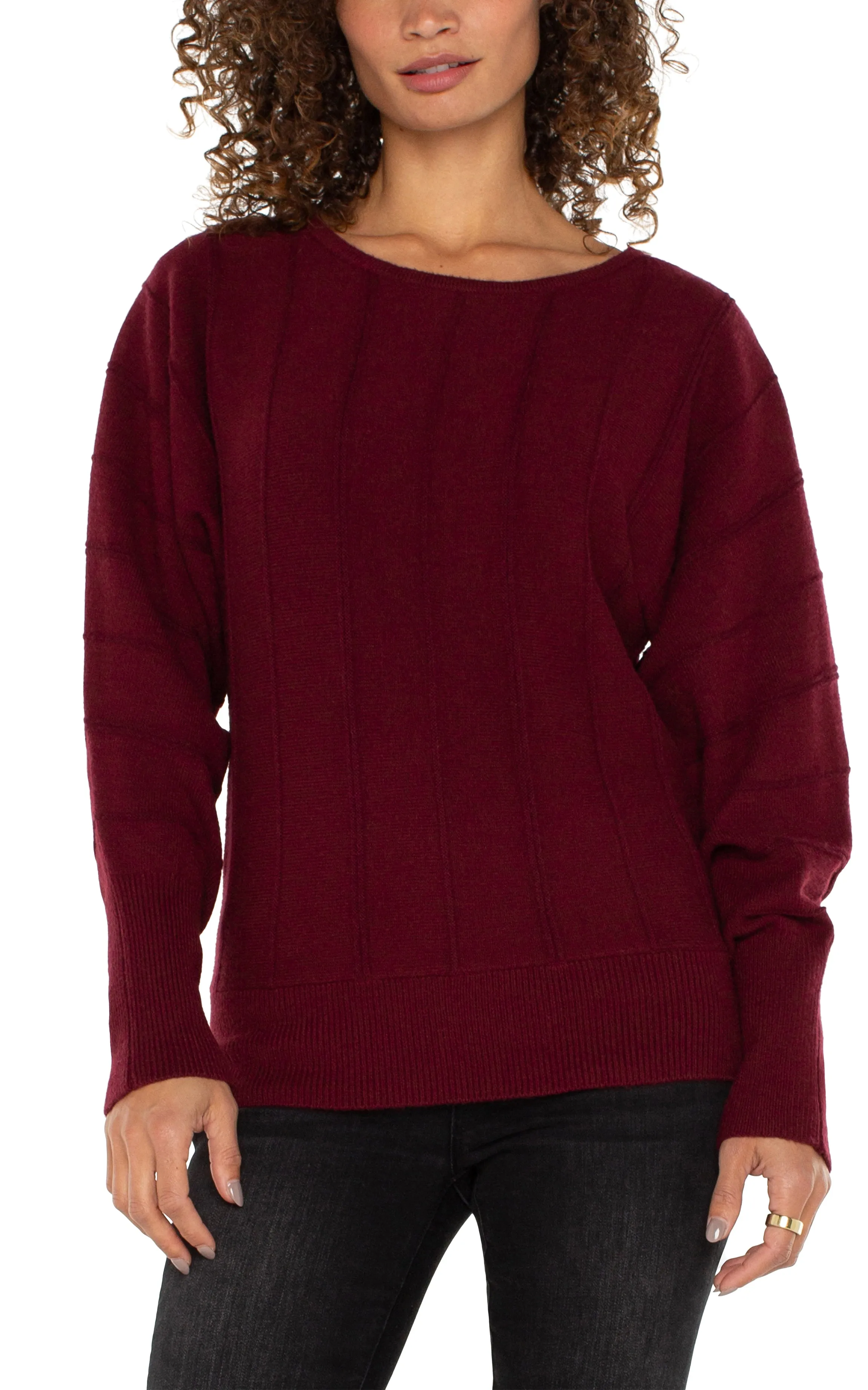 LONG SLEEVE DOLMAN SWEATER WITH STRIPE sold by Liverpool Jeans Company