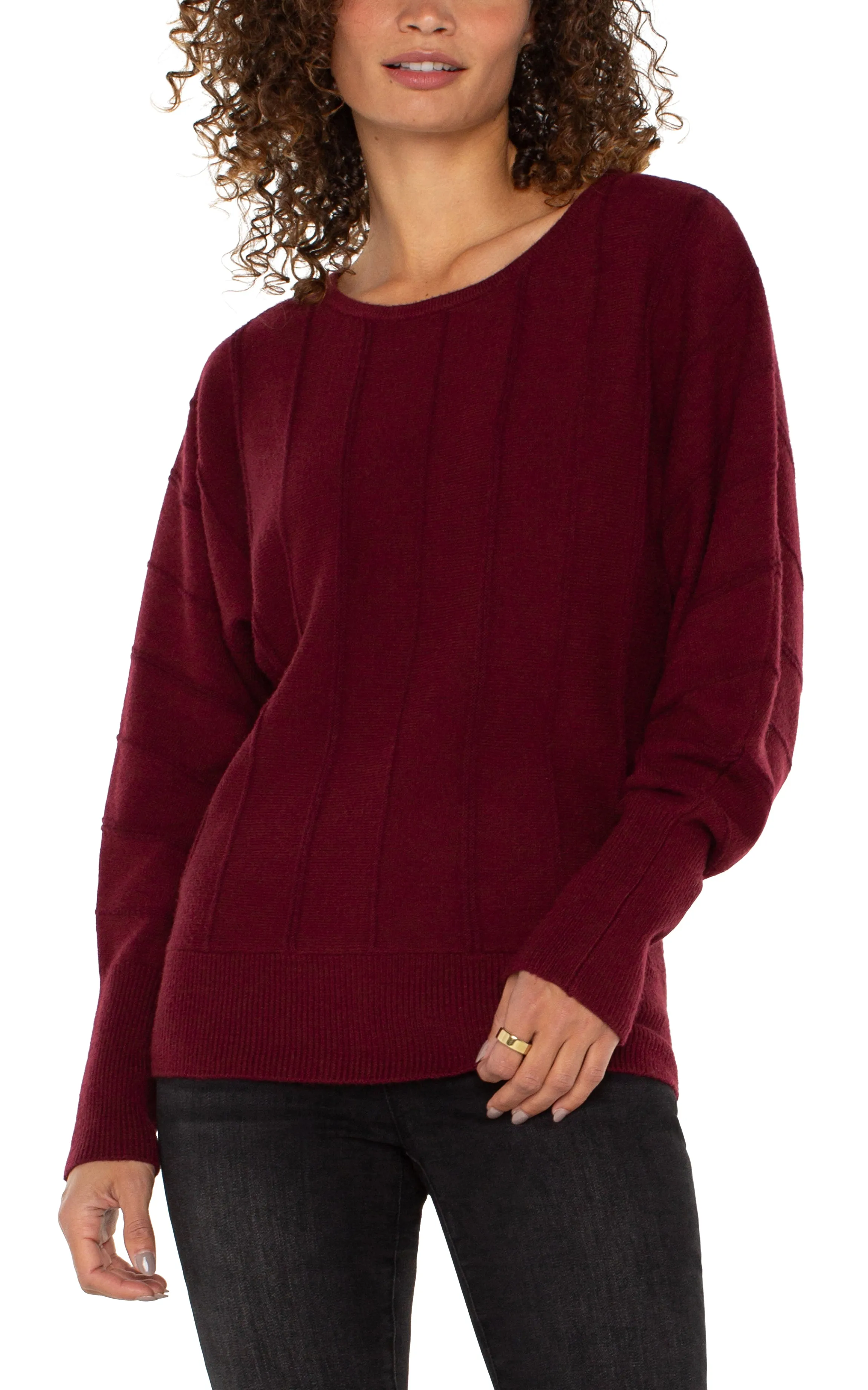LONG SLEEVE DOLMAN SWEATER WITH STRIPE sold by Liverpool Jeans Company product image thumbnail 4