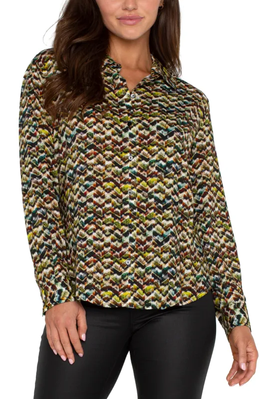 BUTTON UP WOVEN BLOUSE sold by Liverpool Jeans Company