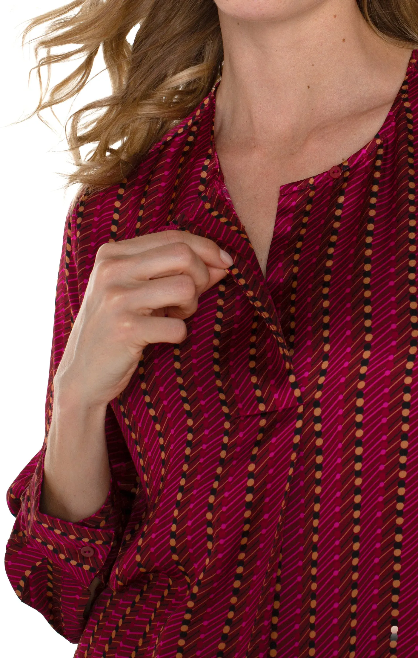 PETITE LONG SLEEVE POPOVER WOVEN BLOUSE sold by Liverpool Jeans Company product image thumbnail 2