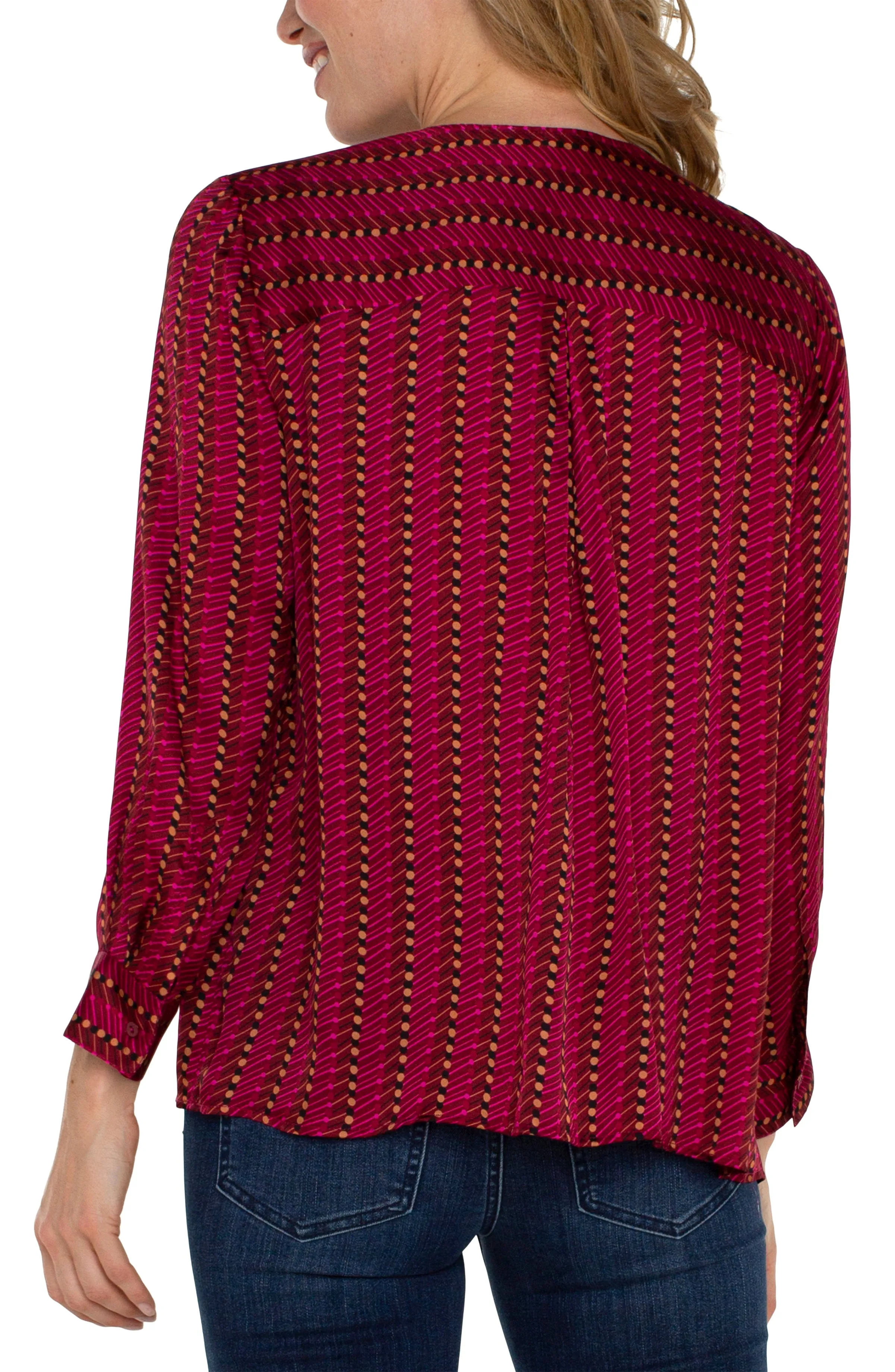 PETITE LONG SLEEVE POPOVER WOVEN BLOUSE sold by Liverpool Jeans Company product image thumbnail 3