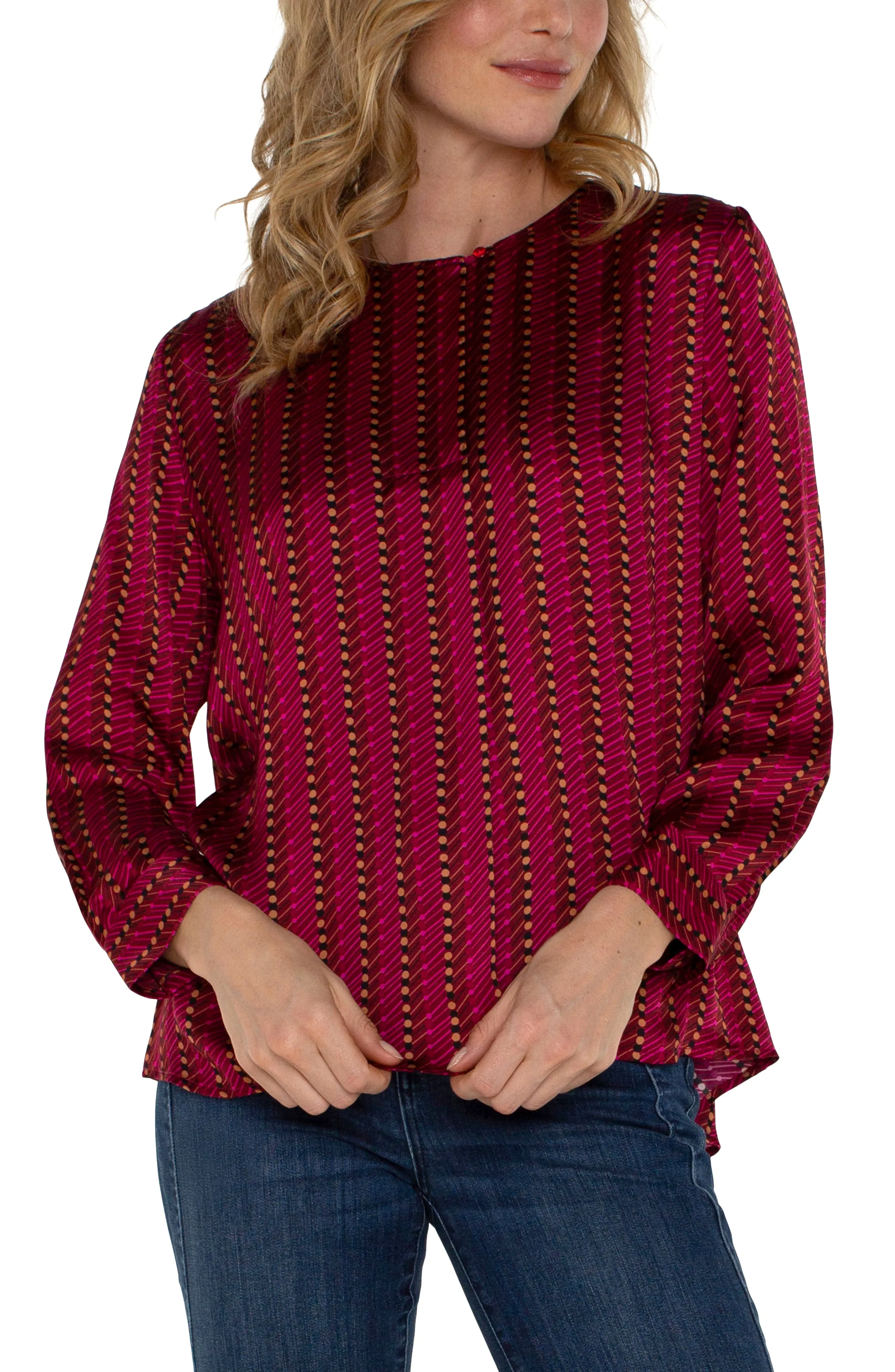 PETITE LONG SLEEVE POPOVER WOVEN BLOUSE sold by Liverpool Jeans Company product image thumbnail 4