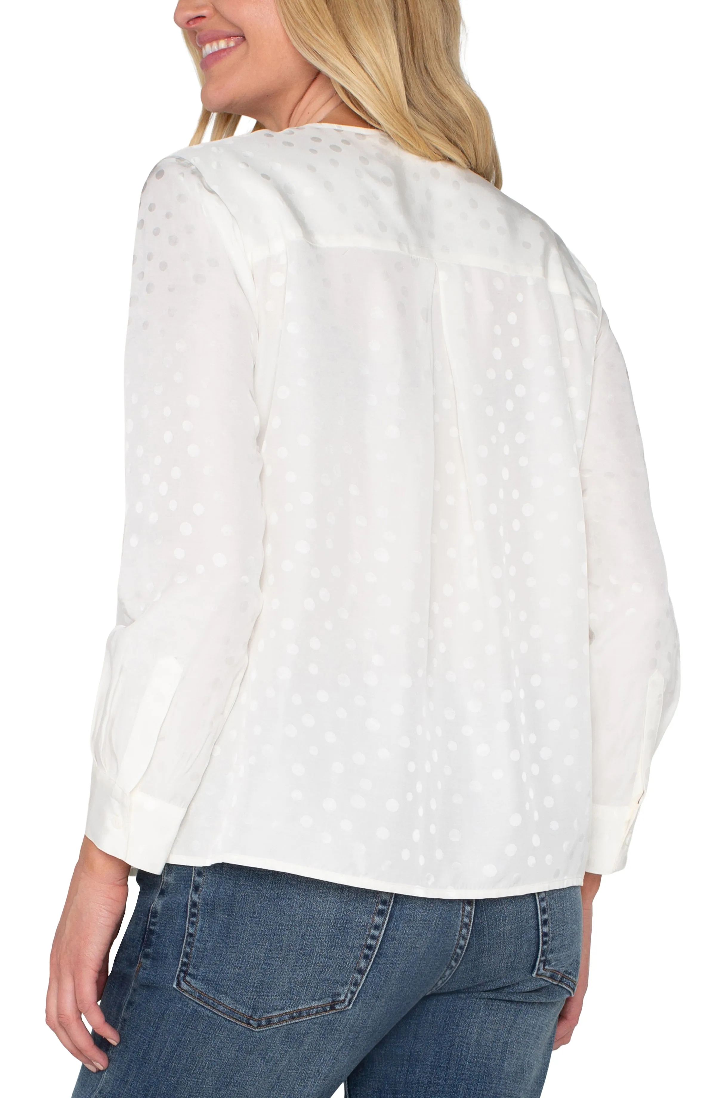 LONG SLEEVE POPOVER WOVEN BLOUSE sold by Liverpool Jeans Company product image thumbnail 3