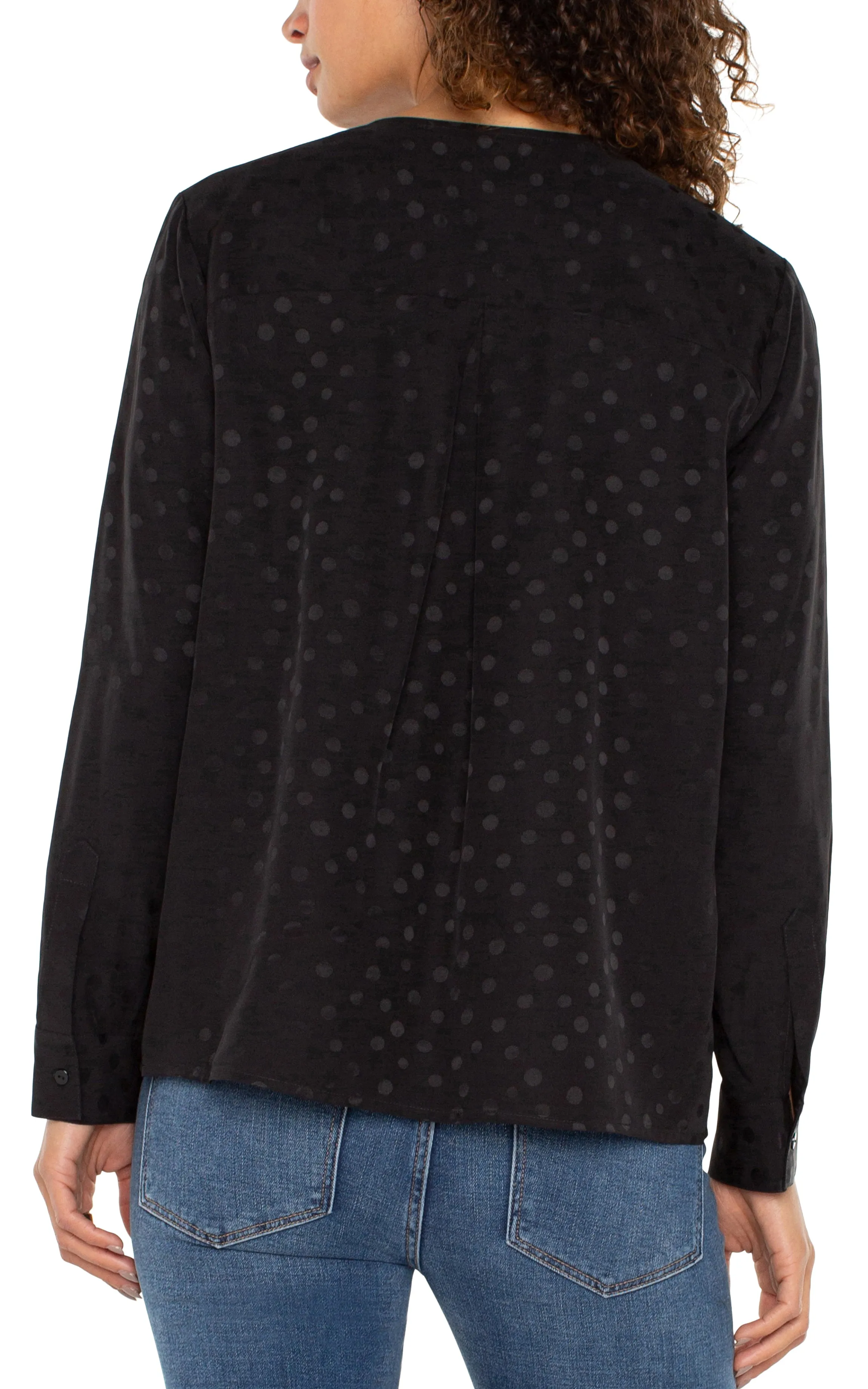 LONG SLEEVE POPOVER WOVEN BLOUSE sold by Liverpool Jeans Company product image thumbnail 3