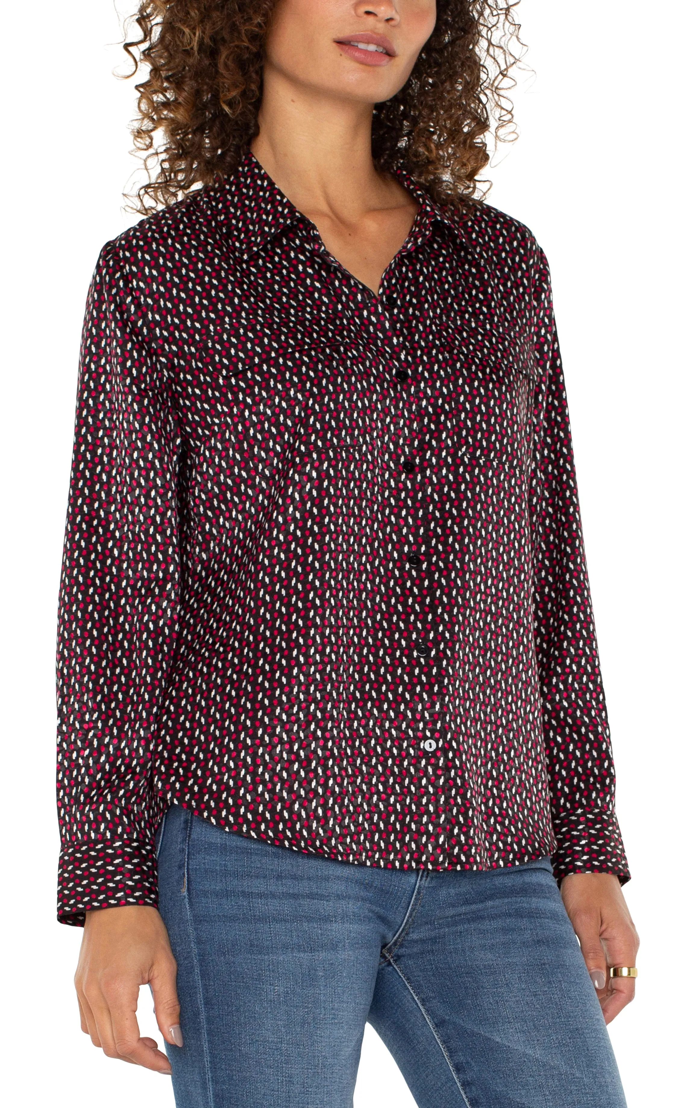 FLAP POCKET BUTTON UP WOVEN BLOUSE sold by Liverpool Jeans Company product image thumbnail 4