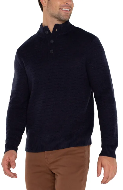BUTTON MOCK NECK SWEATER sold by Liverpool Jeans Company