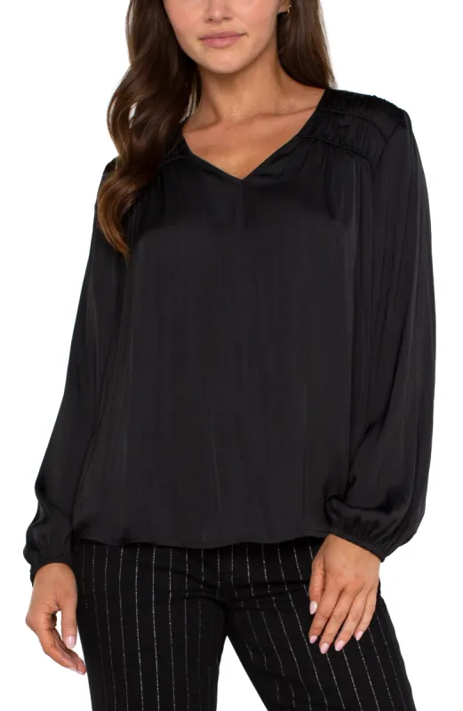 LONG SLEEVE V-NECK WOVEN BLOUSE sold by Liverpool Jeans Company