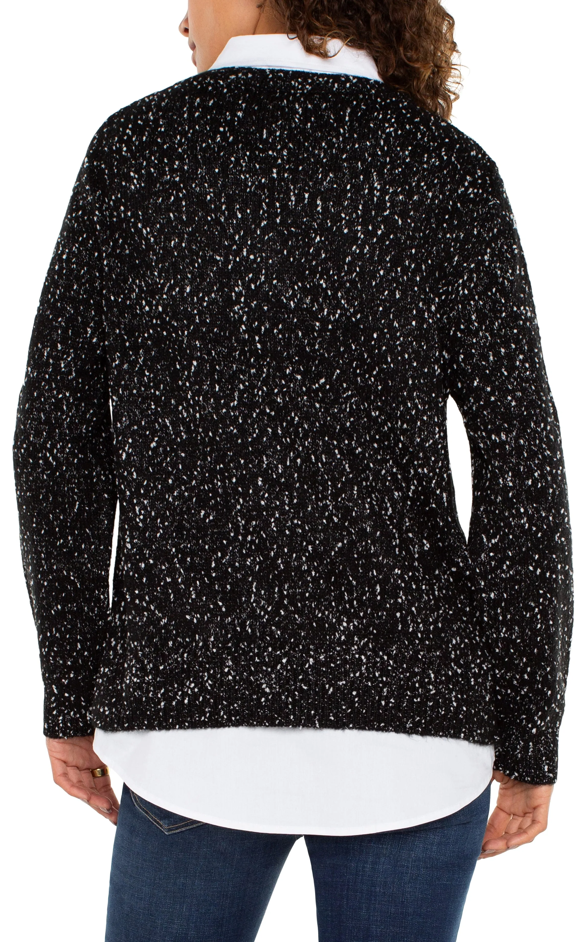 LONG SLEEVE TWOFER COLLARED SWEATER sold by Liverpool Jeans Company product image thumbnail 2