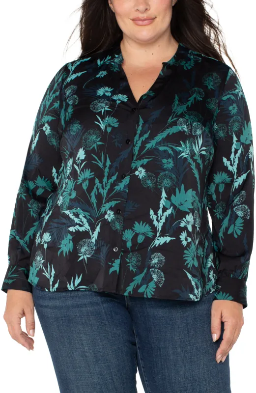 BUTTON FRONT SHIRT WITH BANDED COLLAR sold by Liverpool Jeans Company