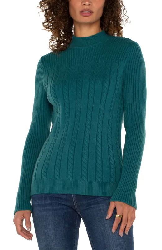 MOCK NECK CABLE SWEATER sold by Liverpool Jeans Company