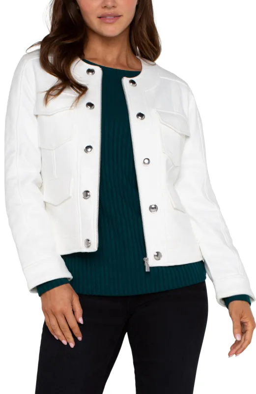SCOOP NECK QUILTED ZIP JACKET sold by Liverpool Jeans Company