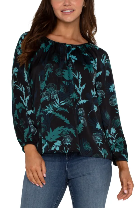 LONG SLEEVE SHIRRED WOVEN BLOUSE sold by Liverpool Jeans Company