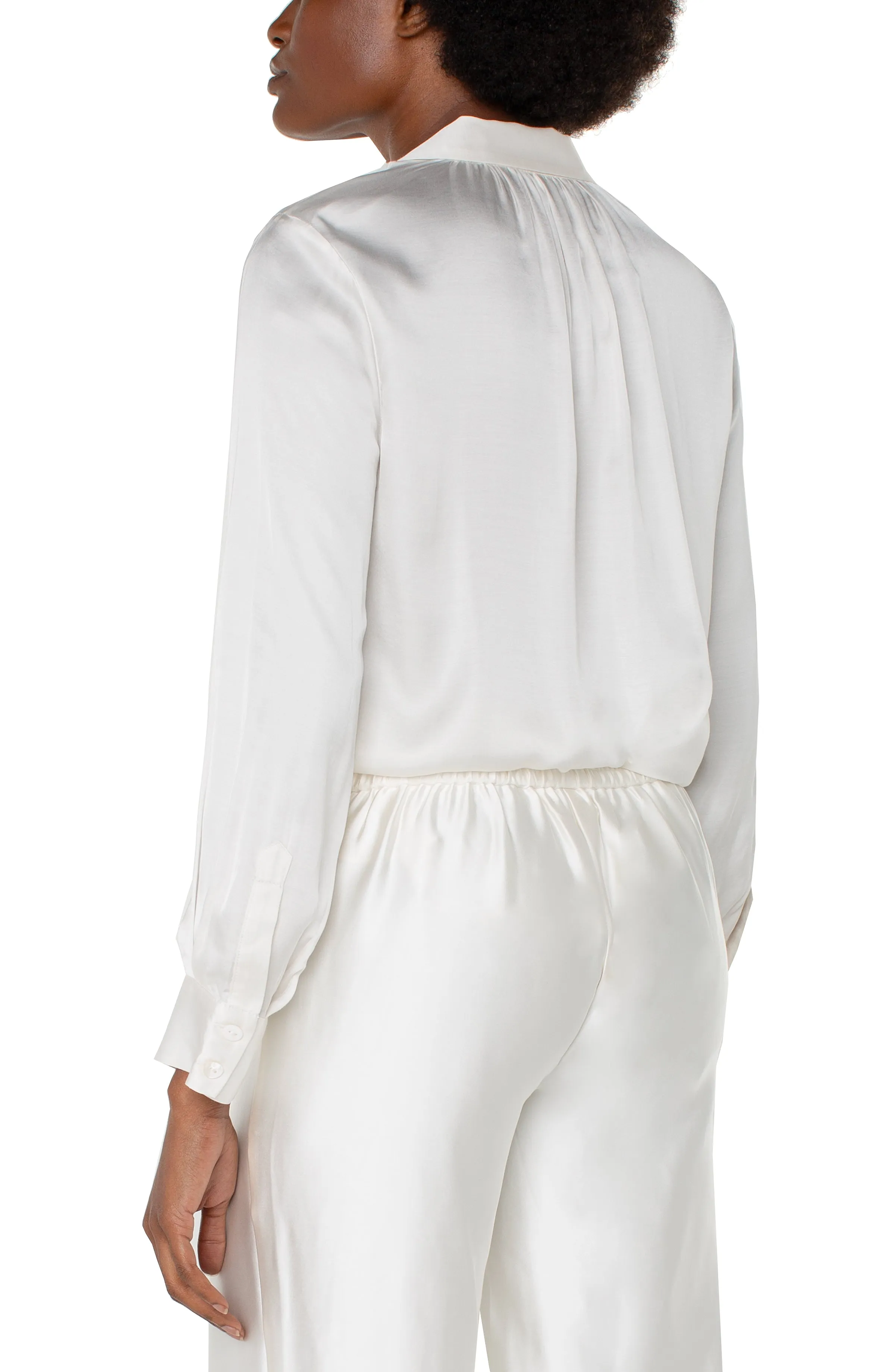 LONG SLEEVE COLLARED BUTTON FRONT WOVEN BLOUSE sold by Liverpool Jeans Company product image thumbnail 2