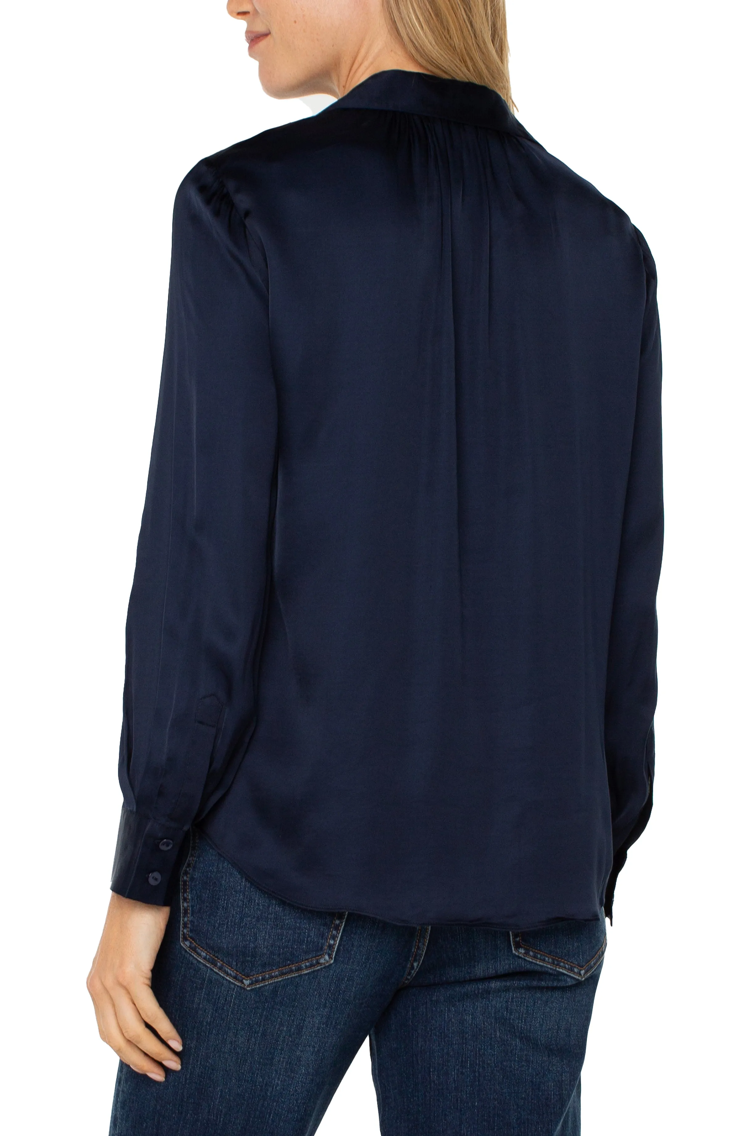 LONG SLEEVE COLLARED BUTTON FRONT WOVEN BLOUSE sold by Liverpool Jeans Company product image thumbnail 2