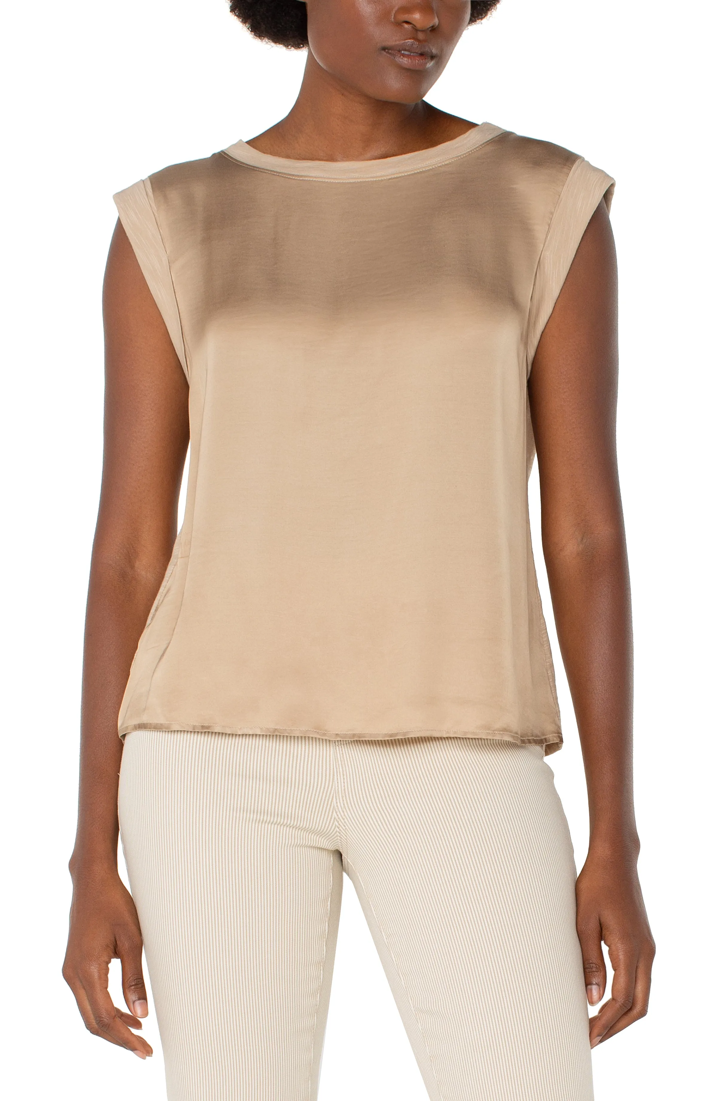 SLEEVELESS WOVEN KNIT TOP sold by Liverpool Jeans Company