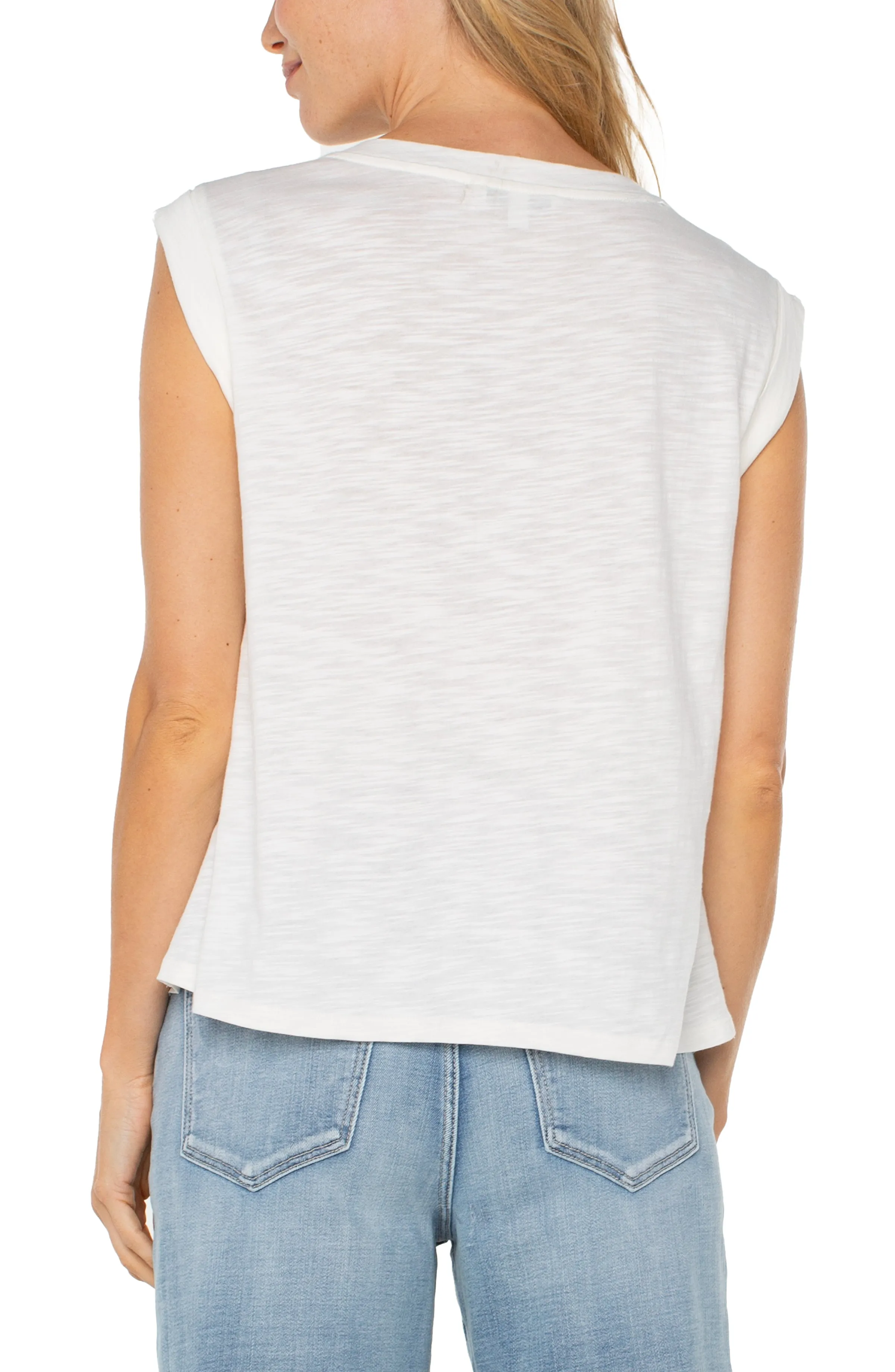 SLEEVELESS WOVEN KNIT TOP sold by Liverpool Jeans Company product image thumbnail 2