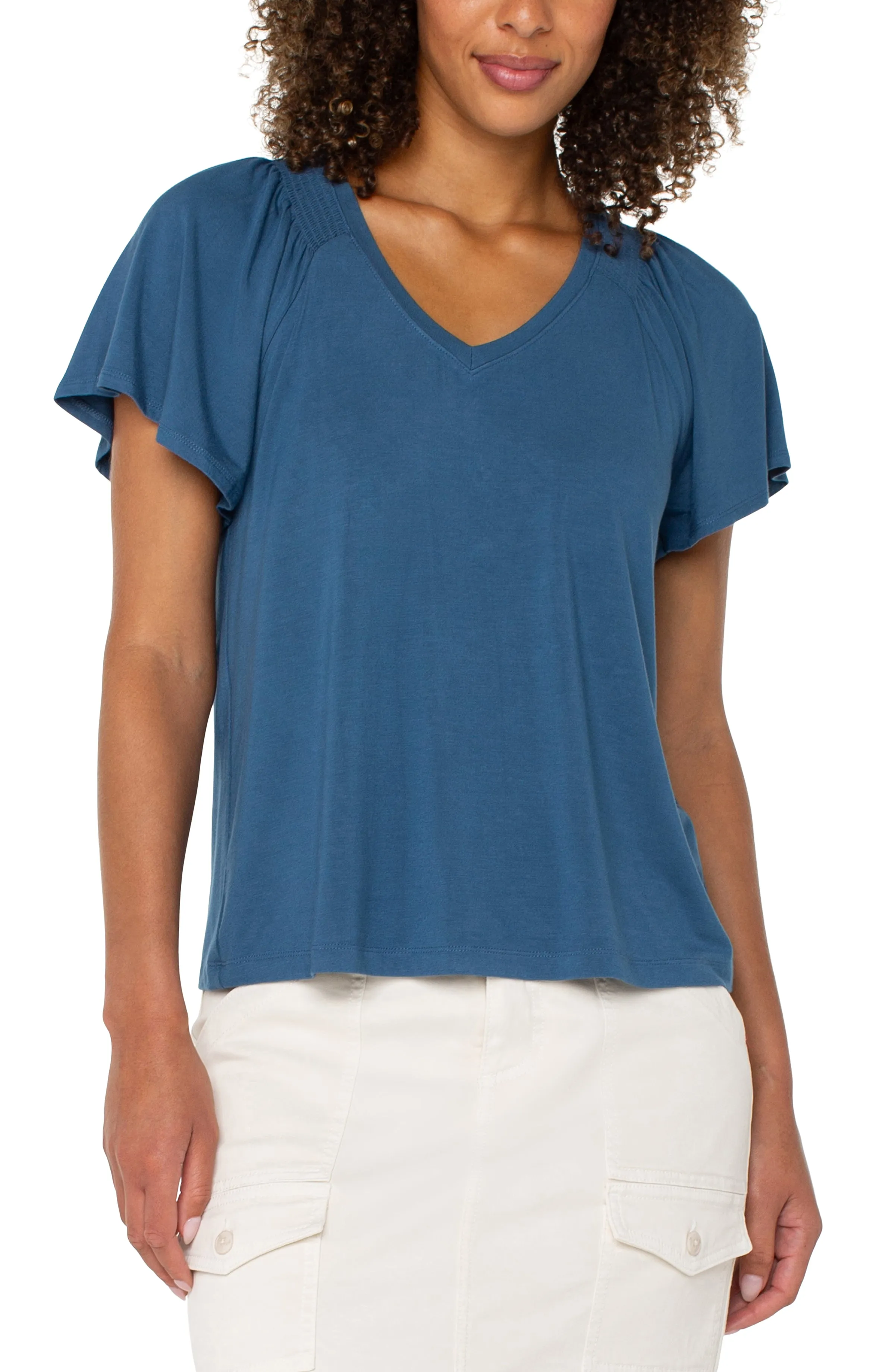 FLUTTER SLEEVE KNIT TOP sold by Liverpool Jeans Company