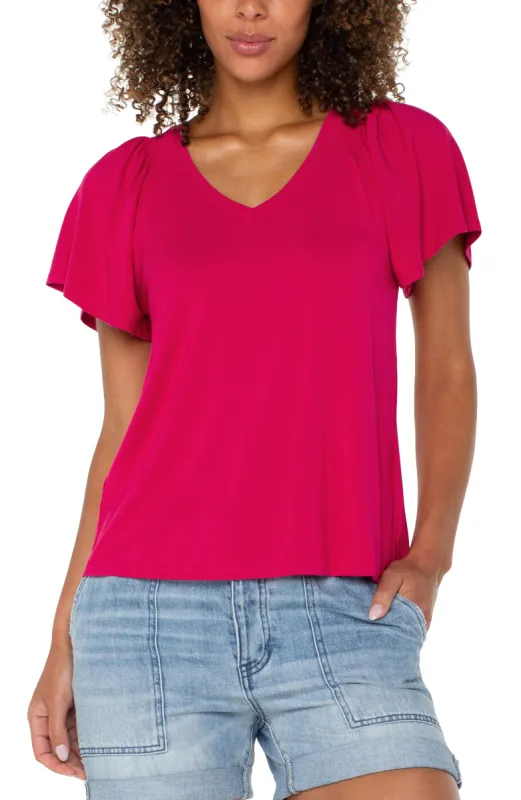 FLUTTER SLEEVE KNIT TOP sold by Liverpool Jeans Company