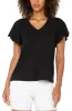 FLUTTER SLEEVE KNIT TOP sold by Liverpool Jeans Company