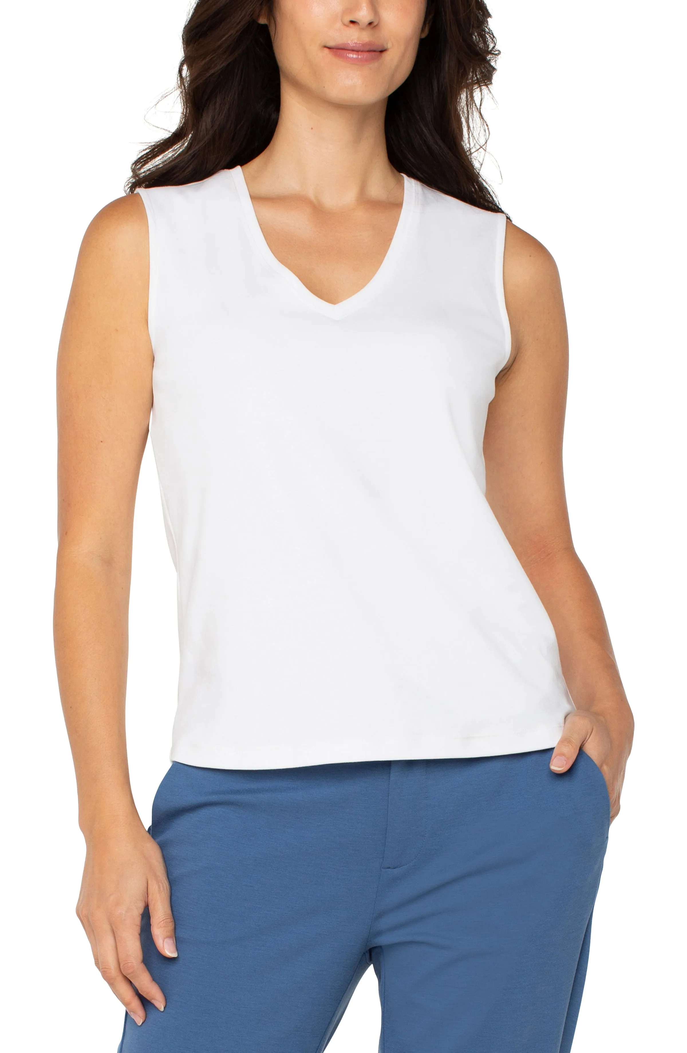 SLEEVELESS V NECK KNIT TOP sold by Liverpool Jeans Company