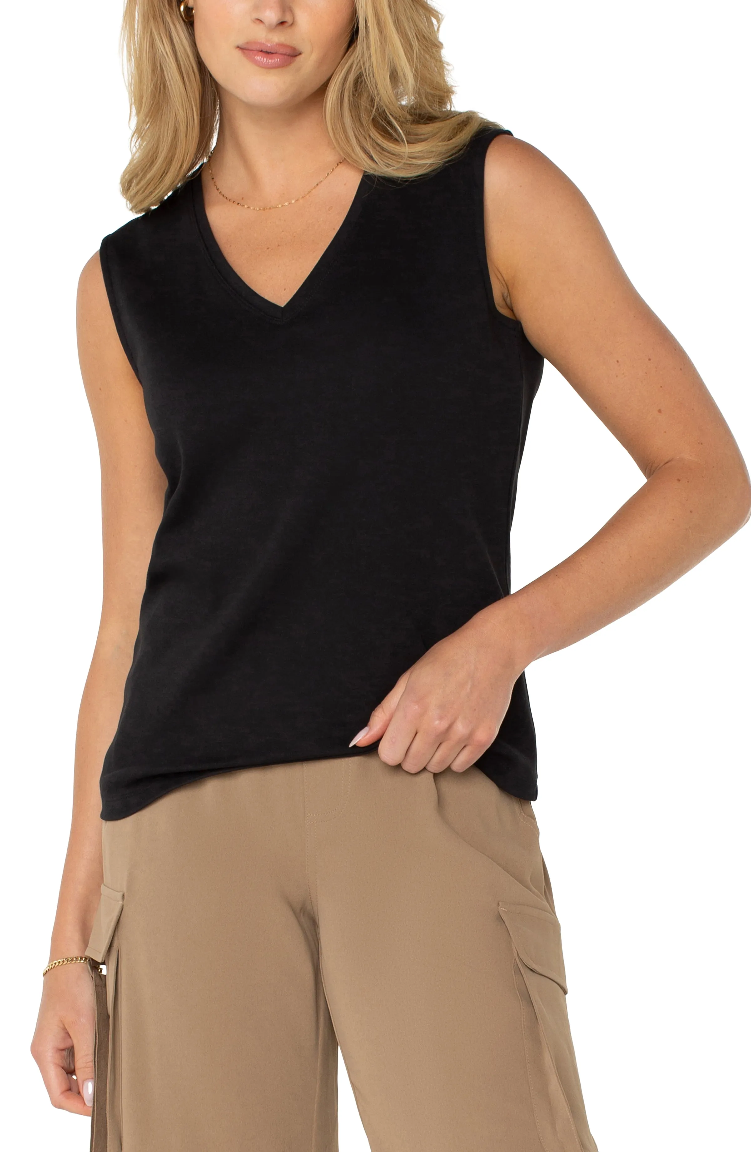 SLEEVELESS V-NECK KNIT TOP sold by Liverpool Jeans Company product image thumbnail 4