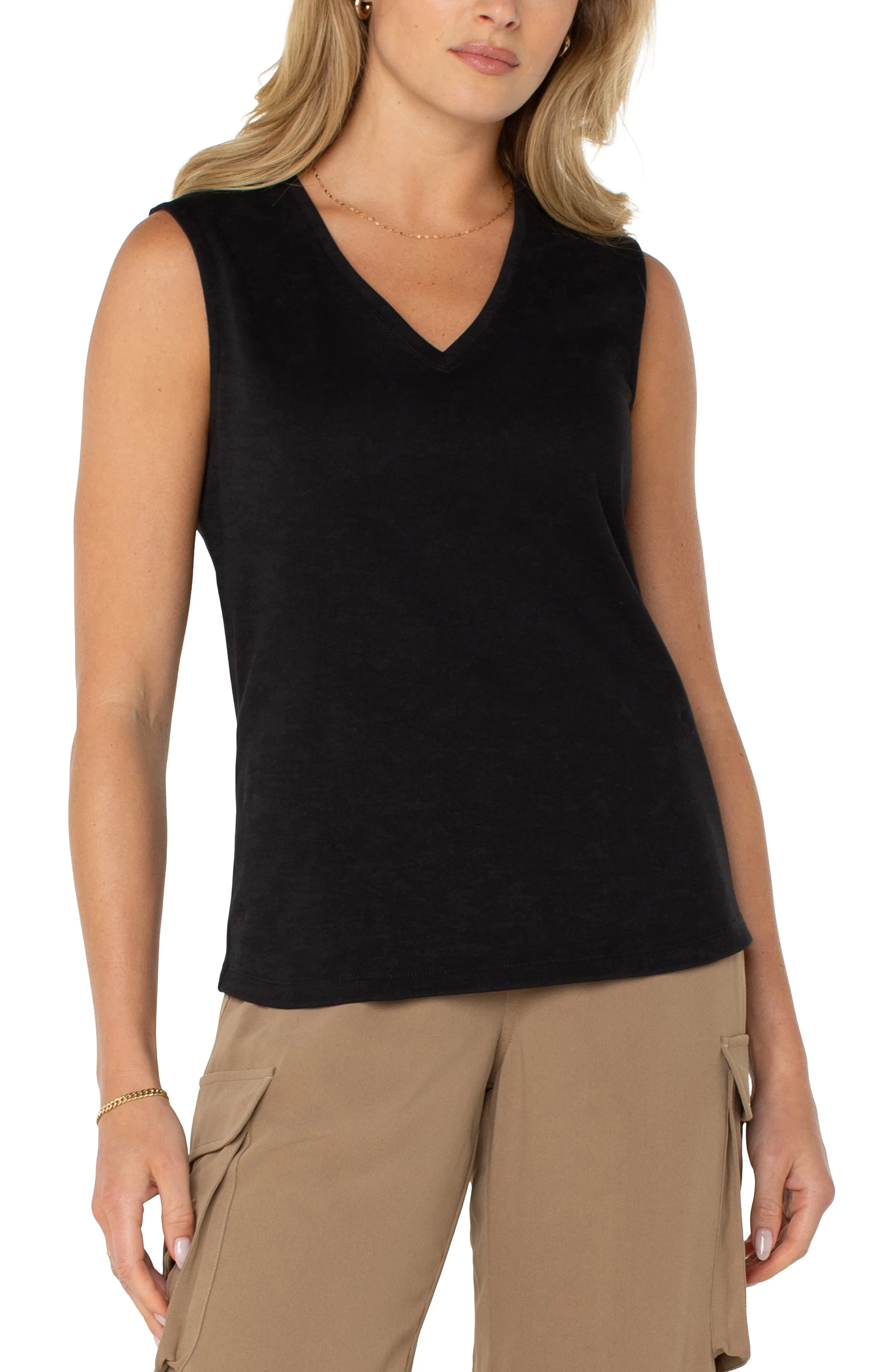 SLEEVELESS V-NECK KNIT TOP sold by Liverpool Jeans Company
