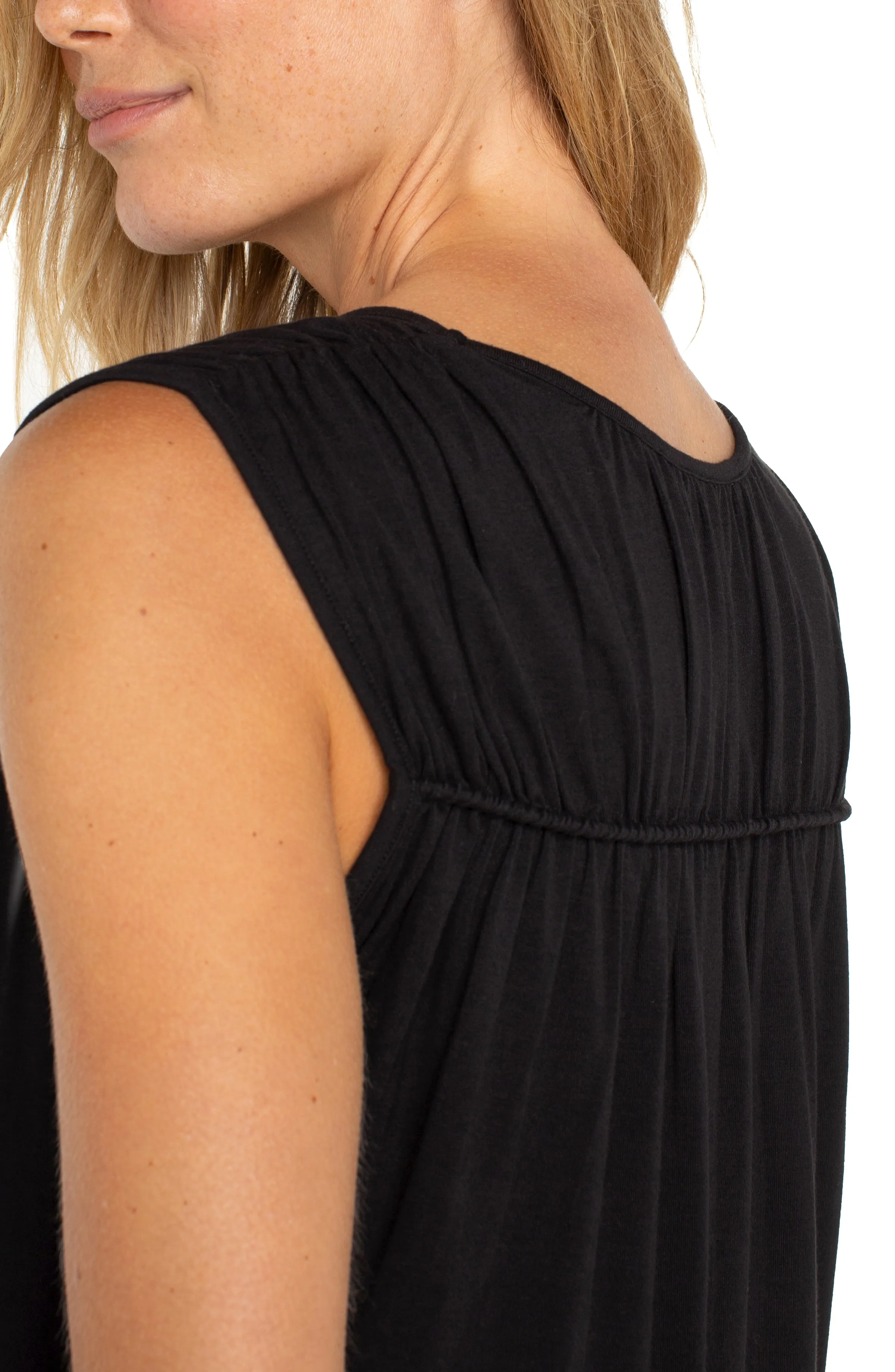 SLEEVELESS SHIRRED DETAIL KNIT TOP sold by Liverpool Jeans Company product image thumbnail 4