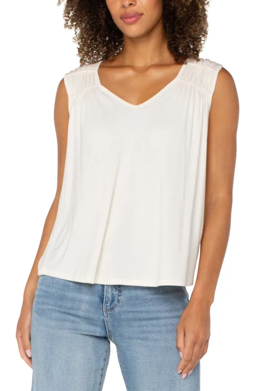 SLEEVELESS SHIRRED DETAIL KNIT TOP sold by Liverpool Jeans Company