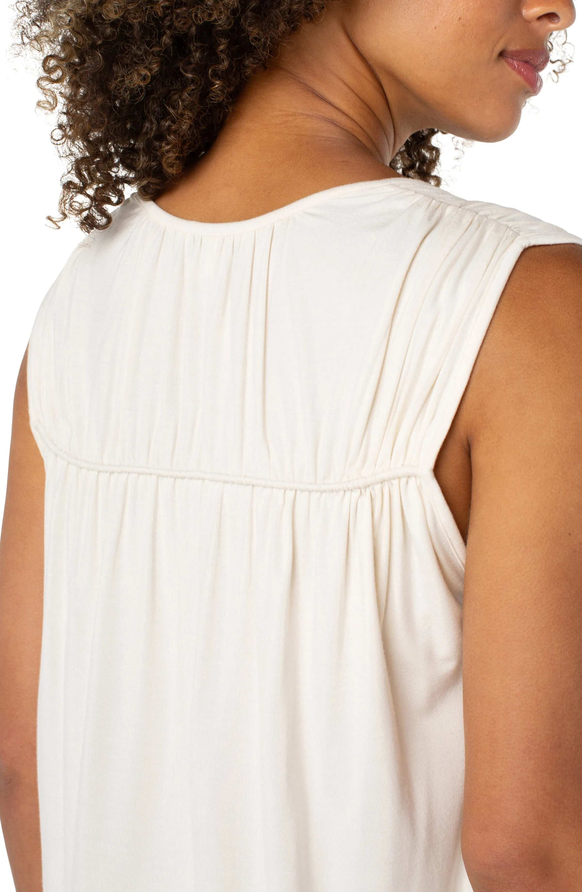 SLEEVELESS SHIRRED DETAIL KNIT TOP sold by Liverpool Jeans Company product image thumbnail 4