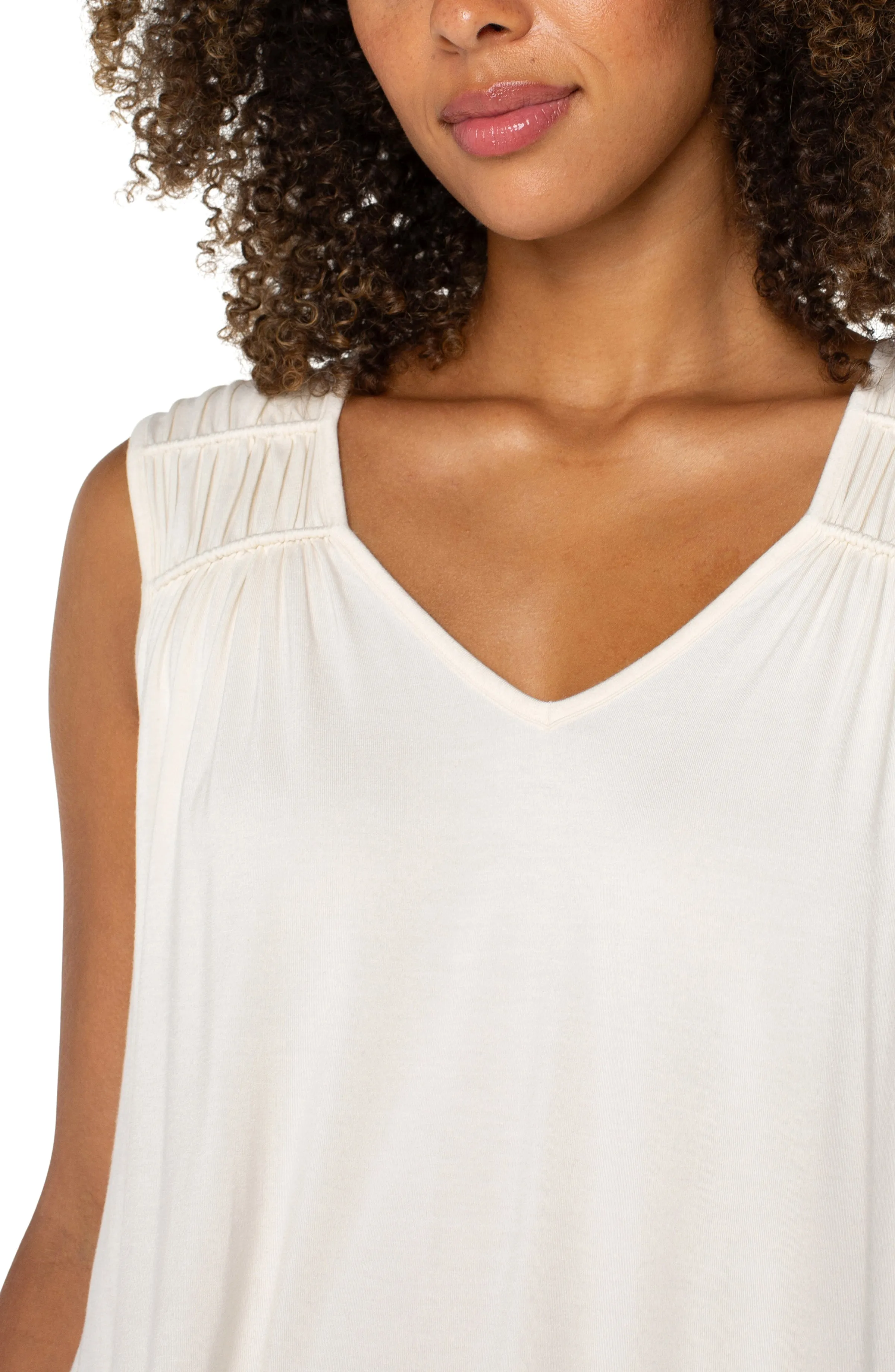 SLEEVELESS SHIRRED DETAIL KNIT TOP sold by Liverpool Jeans Company product image thumbnail 3