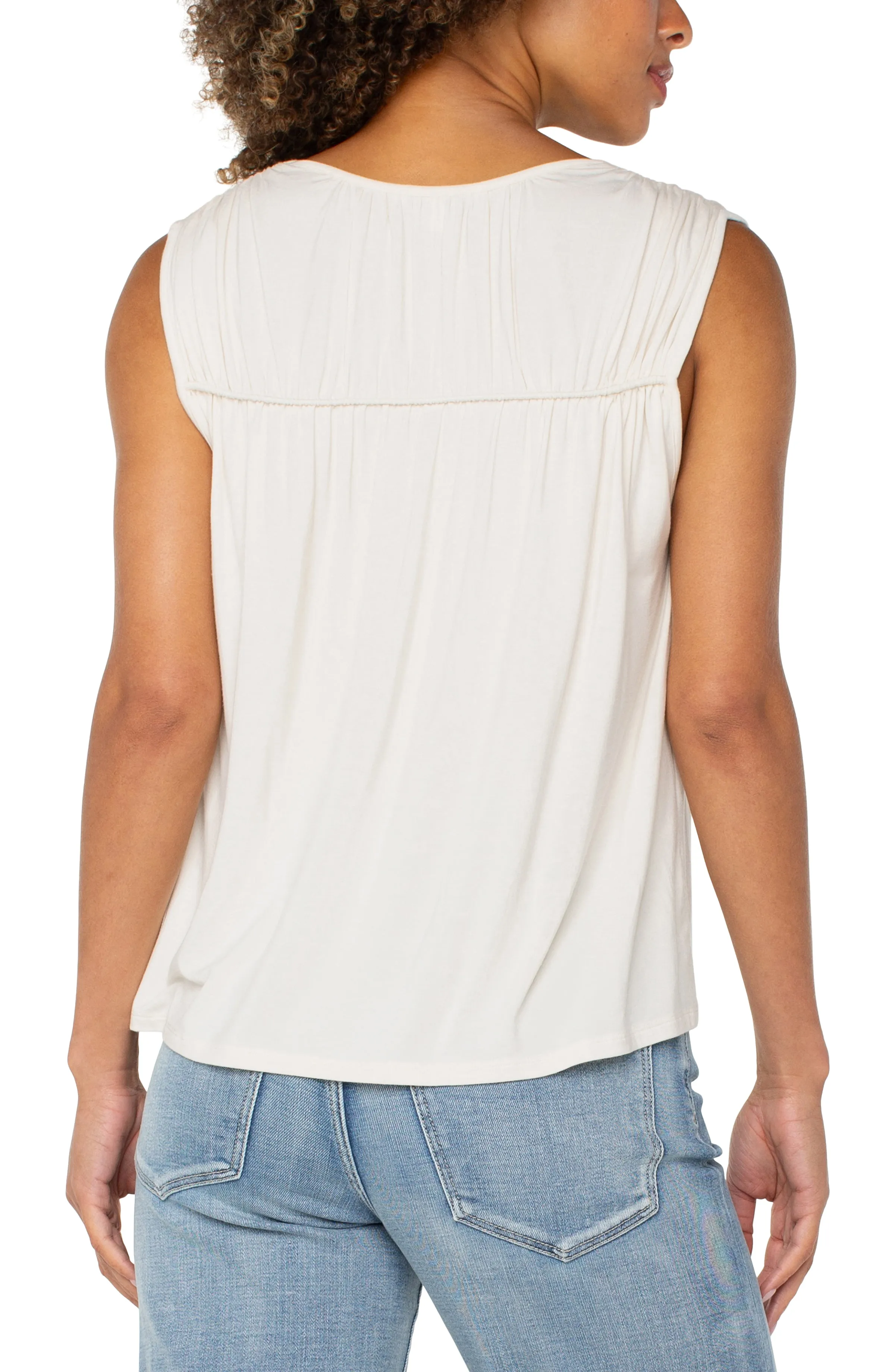 SLEEVELESS SHIRRED DETAIL KNIT TOP sold by Liverpool Jeans Company product image thumbnail 2