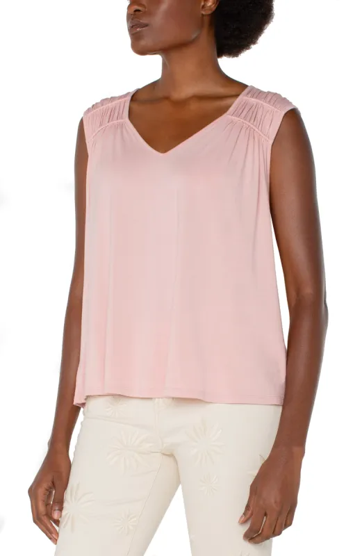 SLEEVELESS SHIRRED DETAIL KNIT TOP sold by Liverpool Jeans Company