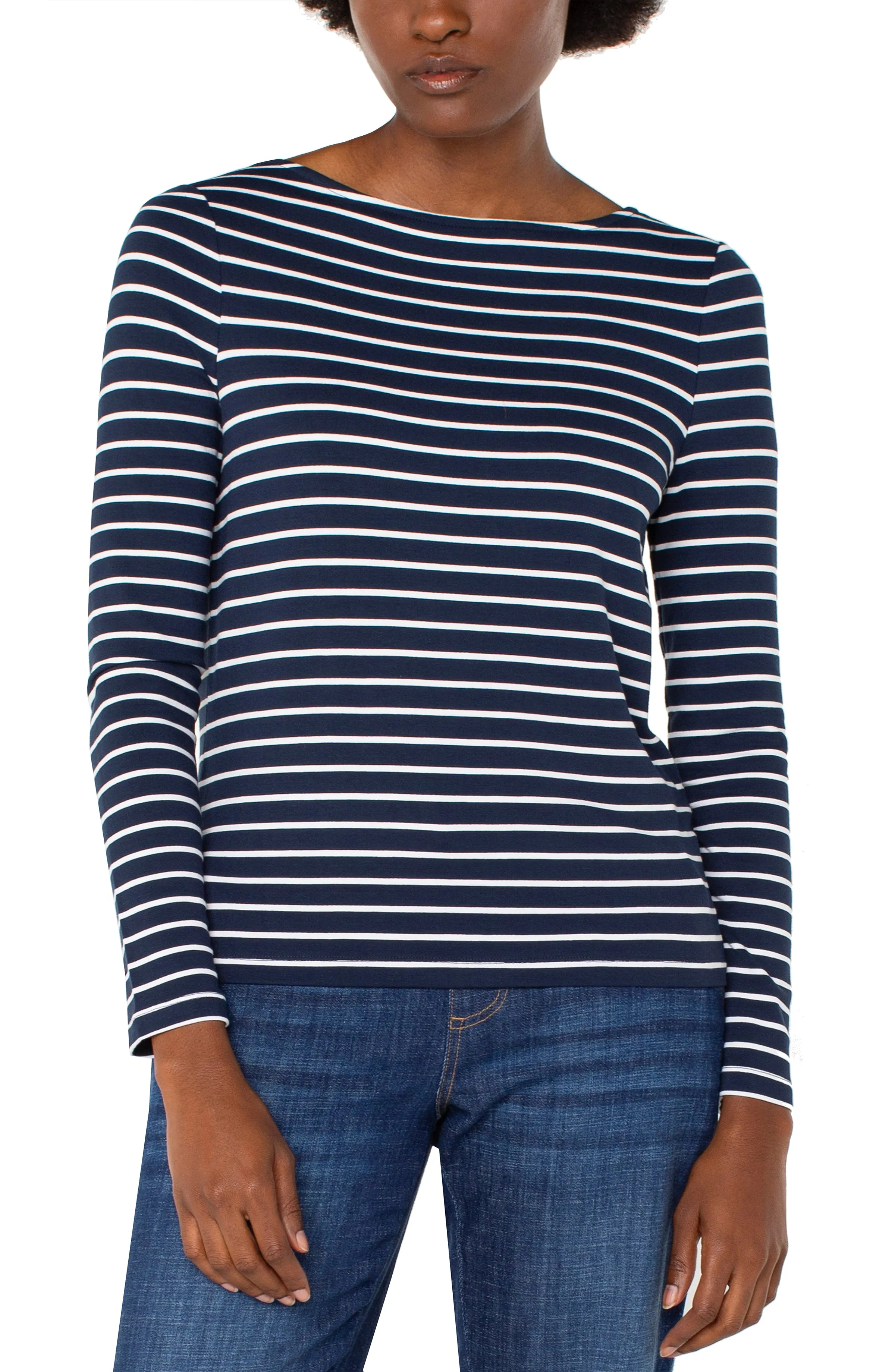 LONG SLEEVE BOATNECK KNIT TOP sold by Liverpool Jeans Company
