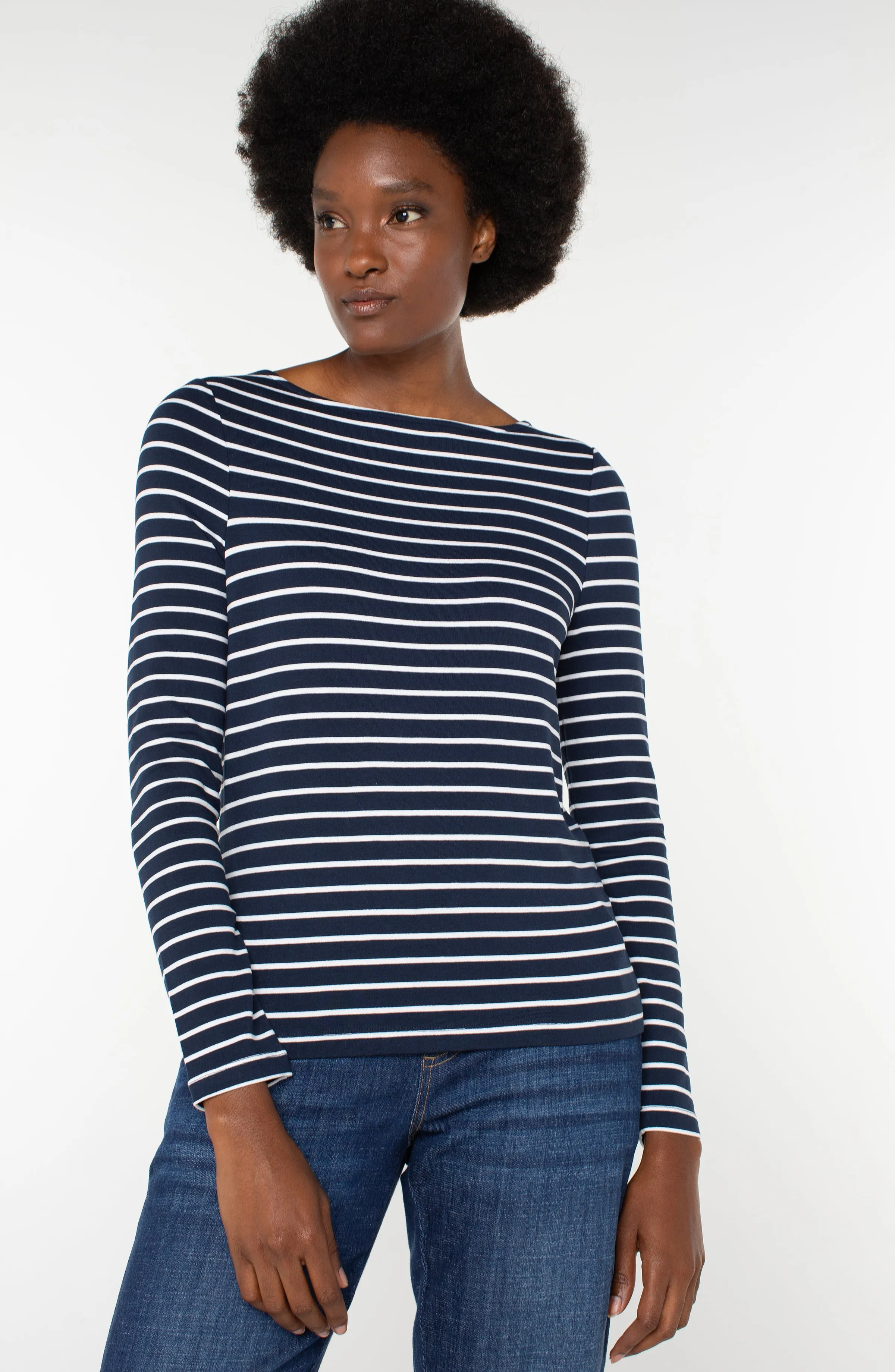 LONG SLEEVE BOATNECK KNIT TOP sold by Liverpool Jeans Company product image thumbnail 3