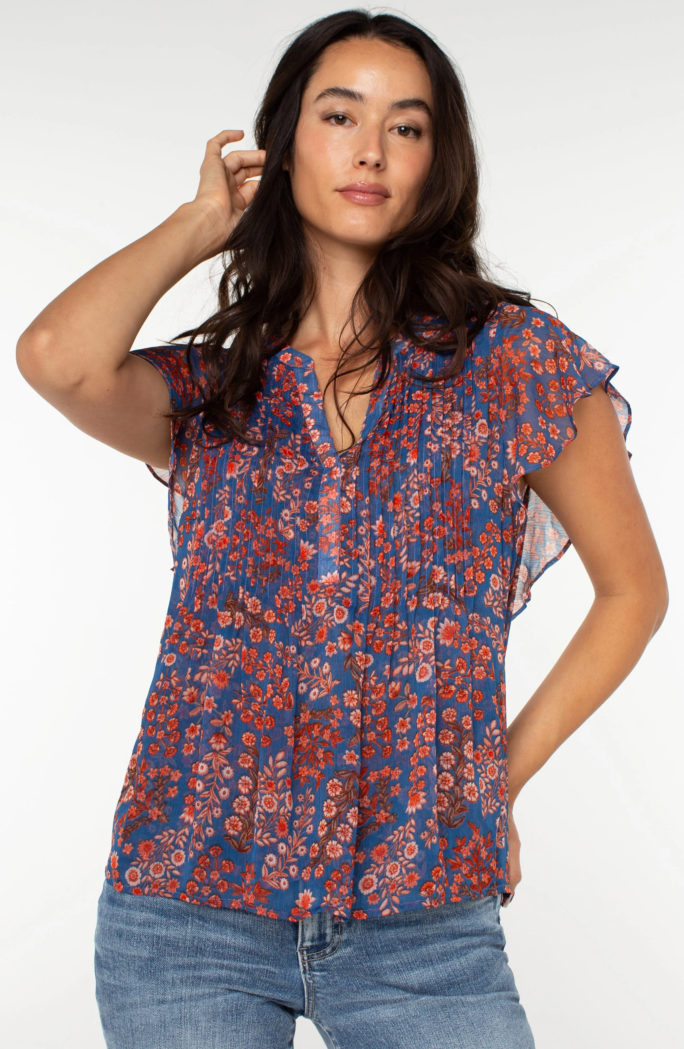 DOUBLE LAYER FLUTTER SLEEVE BLOUSE sold by Liverpool Jeans Company product image thumbnail 2