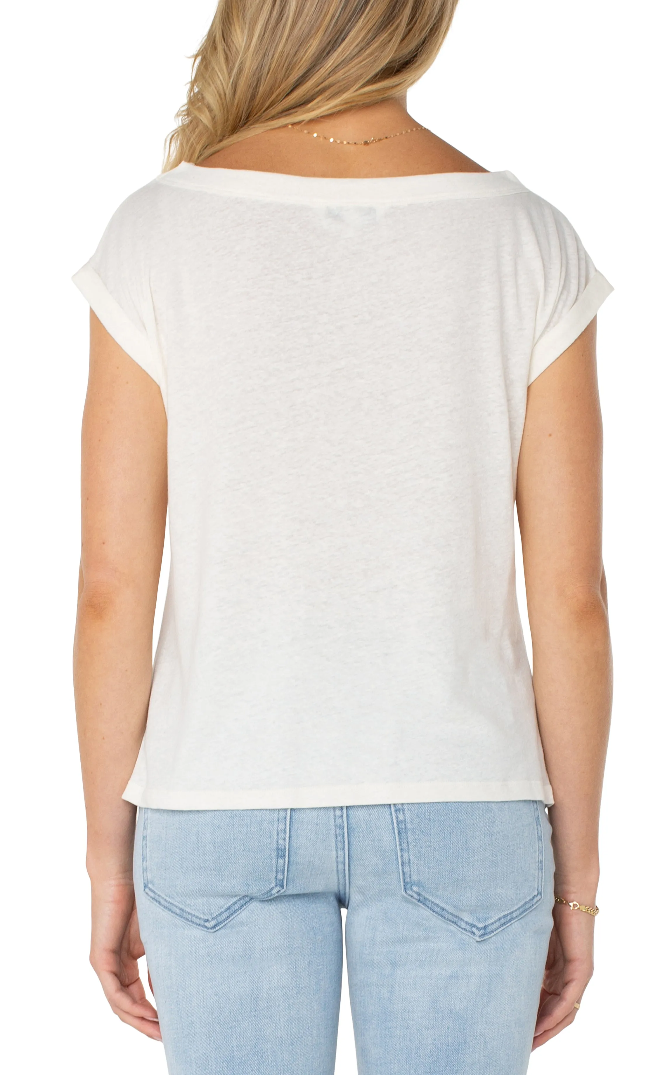 SHORT SLEEVE BOAT NECK KNIT TOP sold by Liverpool Jeans Company product image thumbnail 2