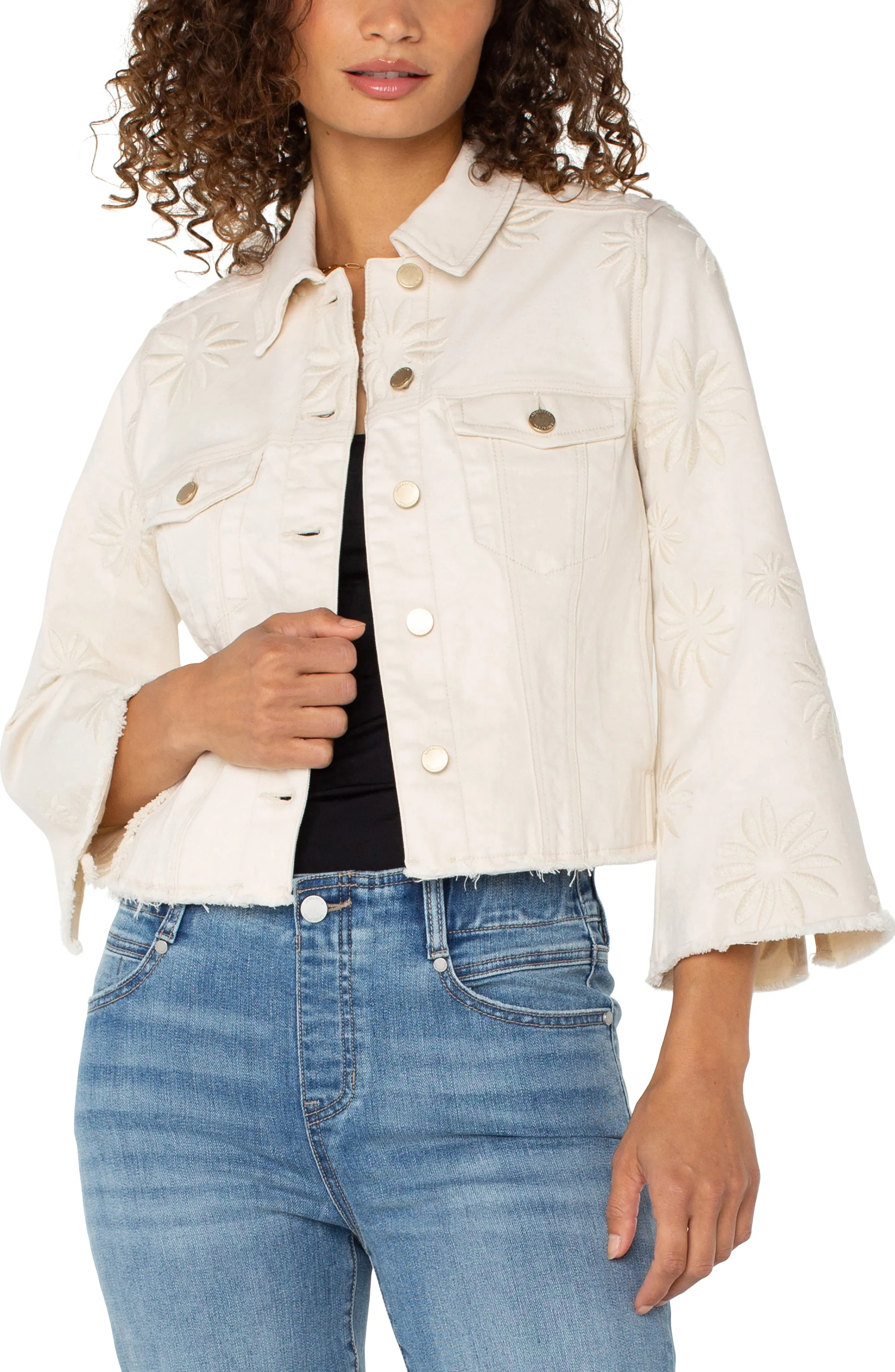 JACKET WITH WIDE SLEEVES W/ EMBROIDER FLORALS sold by Liverpool Jeans Company product image thumbnail 5