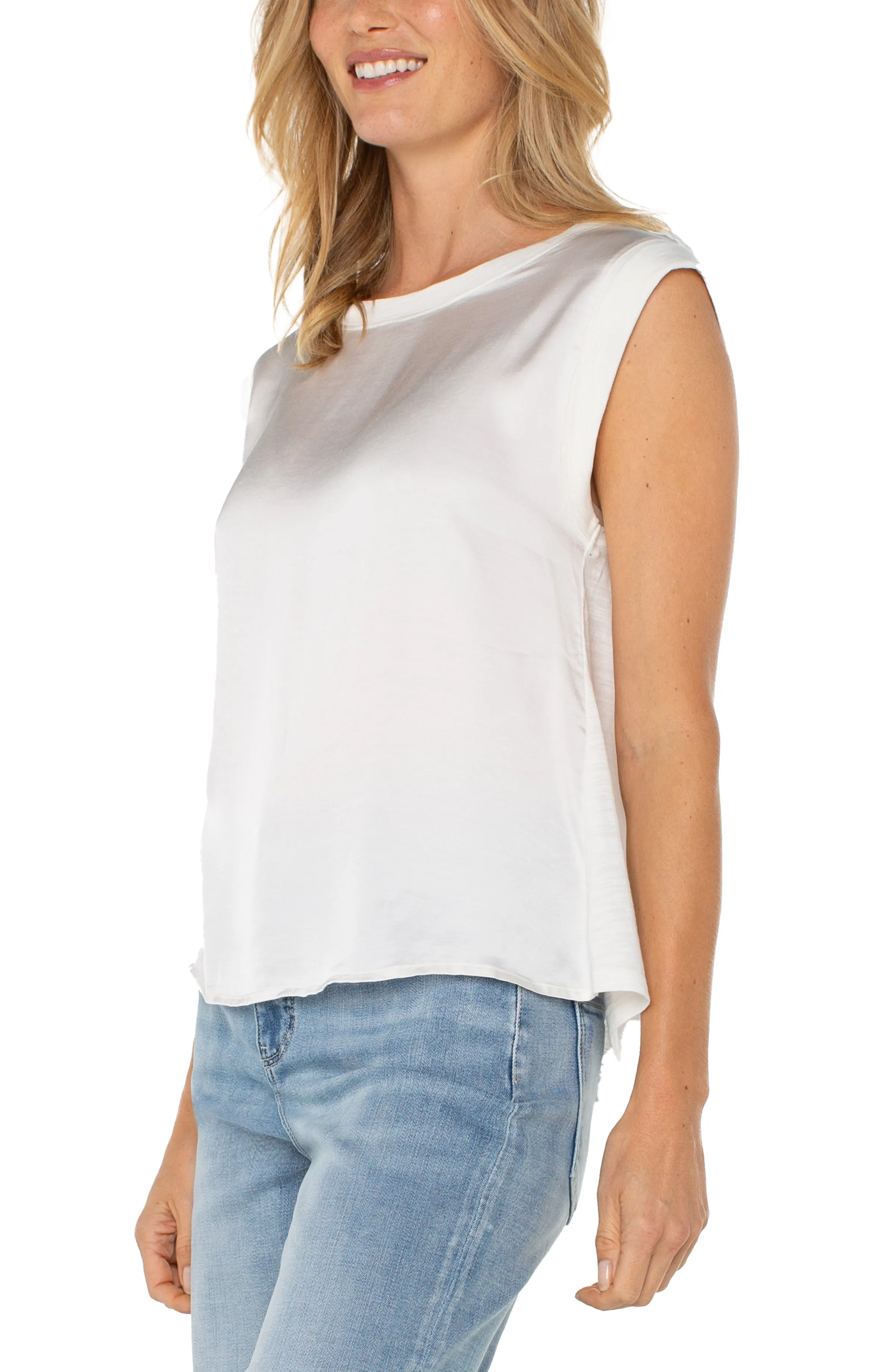 PETITE SLEEVELESS WOVEN KNIT TOP sold by Liverpool Jeans Company product image thumbnail 3