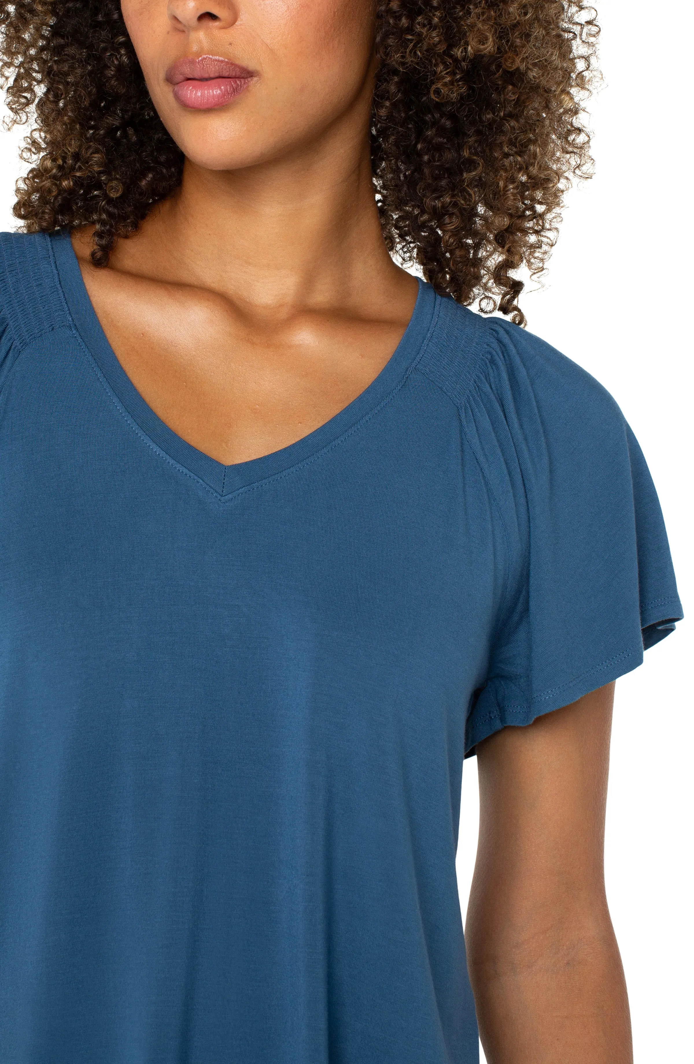 PETITE FLUTTER SLEEVE KNIT TOP sold by Liverpool Jeans Company product image thumbnail 3