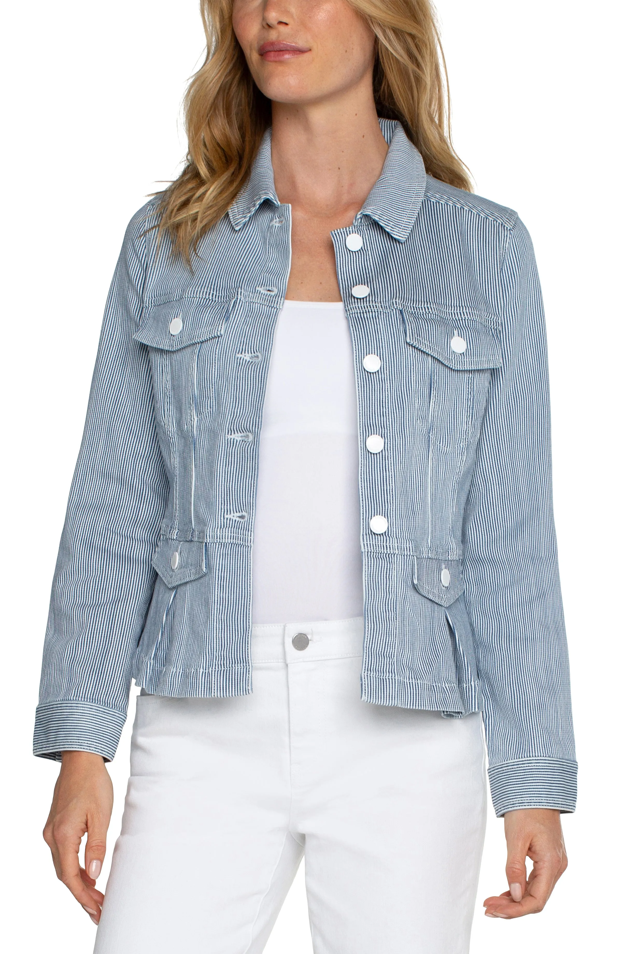 PETITE PEPLUM DENIM JACKET sold by Liverpool Jeans Company product image thumbnail 4