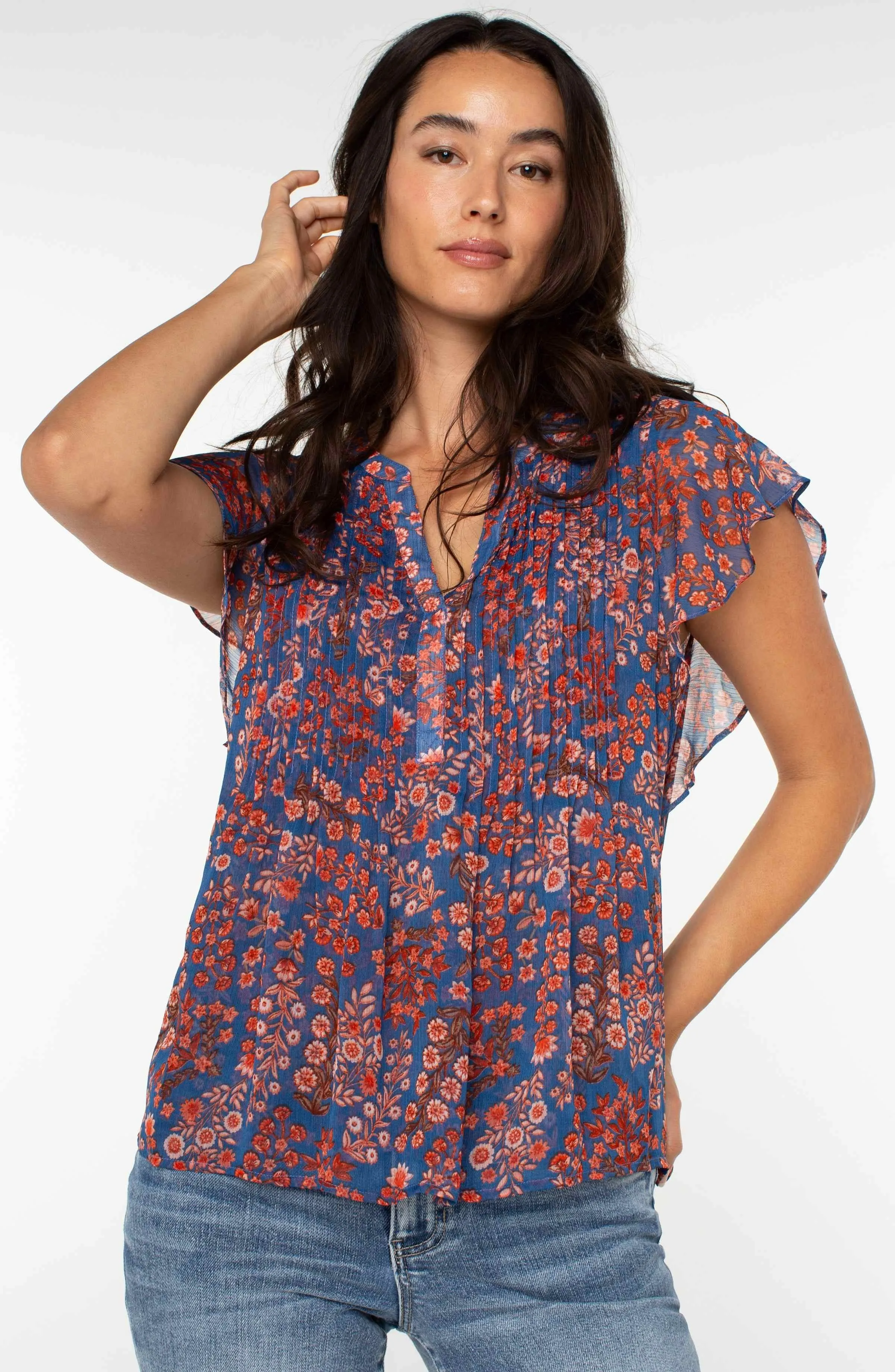 PETITE DOUBLE LAYER FLUTTER SLEEVE BLOUSE sold by Liverpool Jeans Company product image thumbnail 2