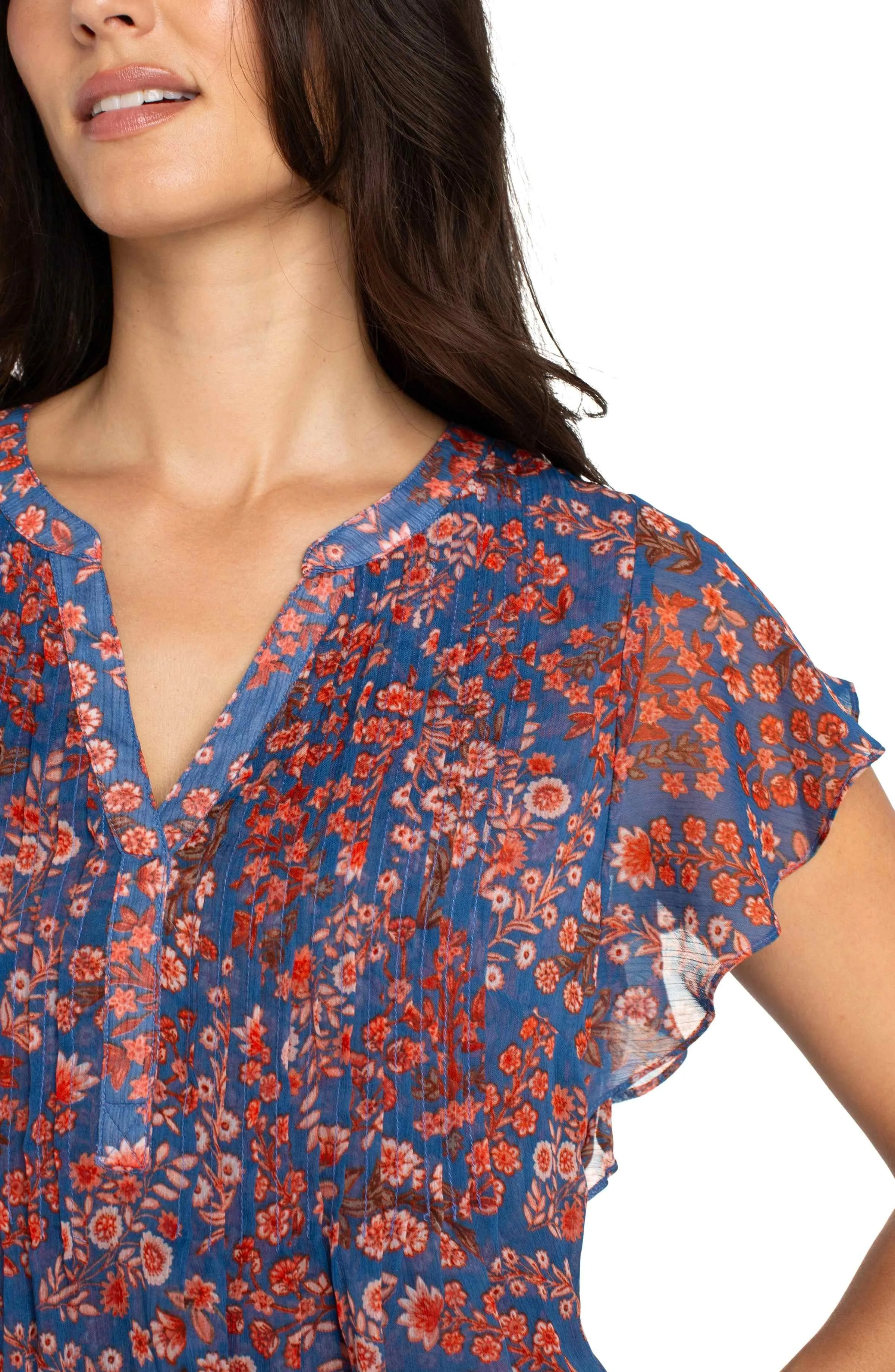 PETITE DOUBLE LAYER FLUTTER SLEEVE BLOUSE sold by Liverpool Jeans Company product image thumbnail 4