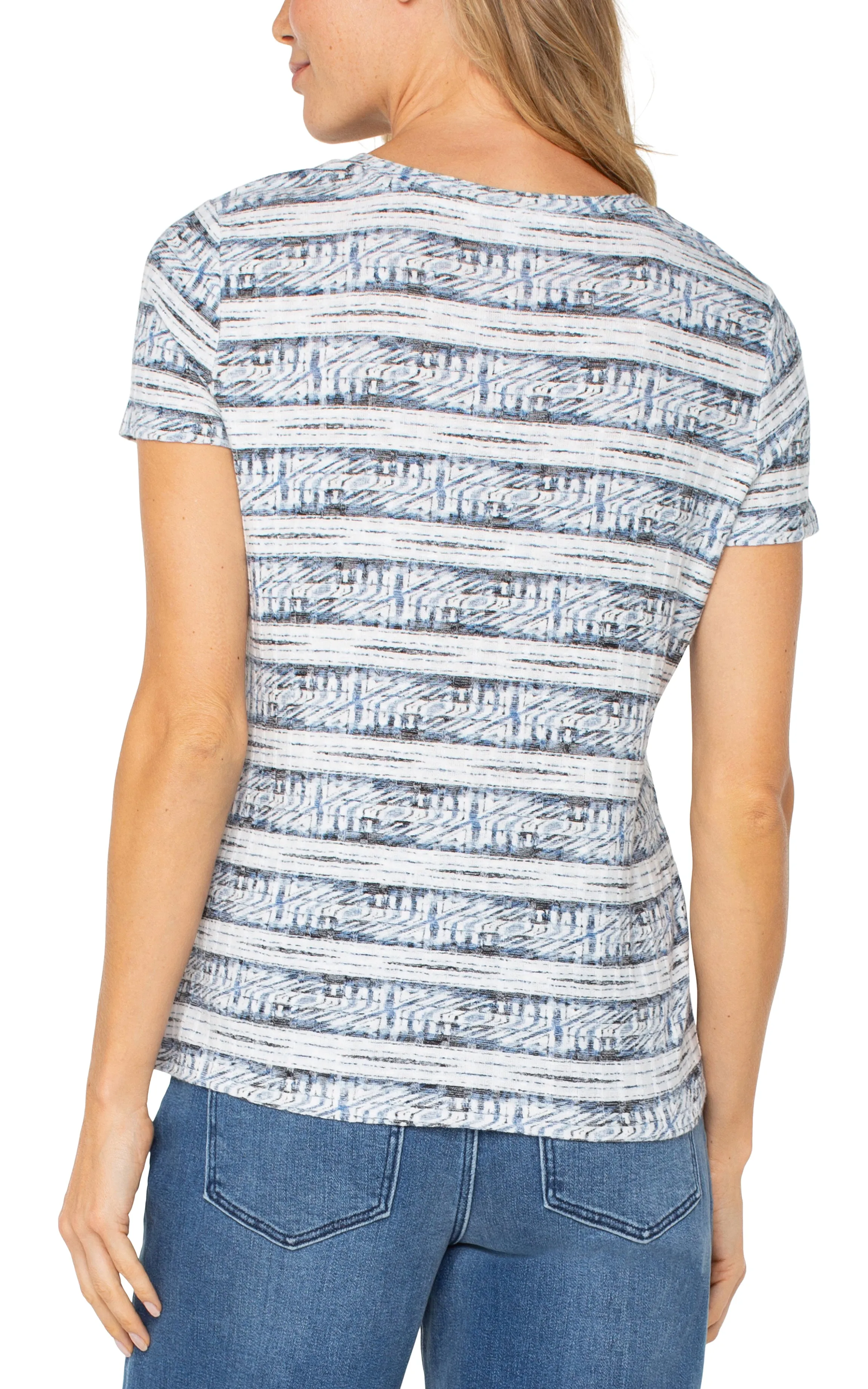 SHORT SLEEVE KNIT TOP WITH MITER sold by Liverpool Jeans Company product image thumbnail 2